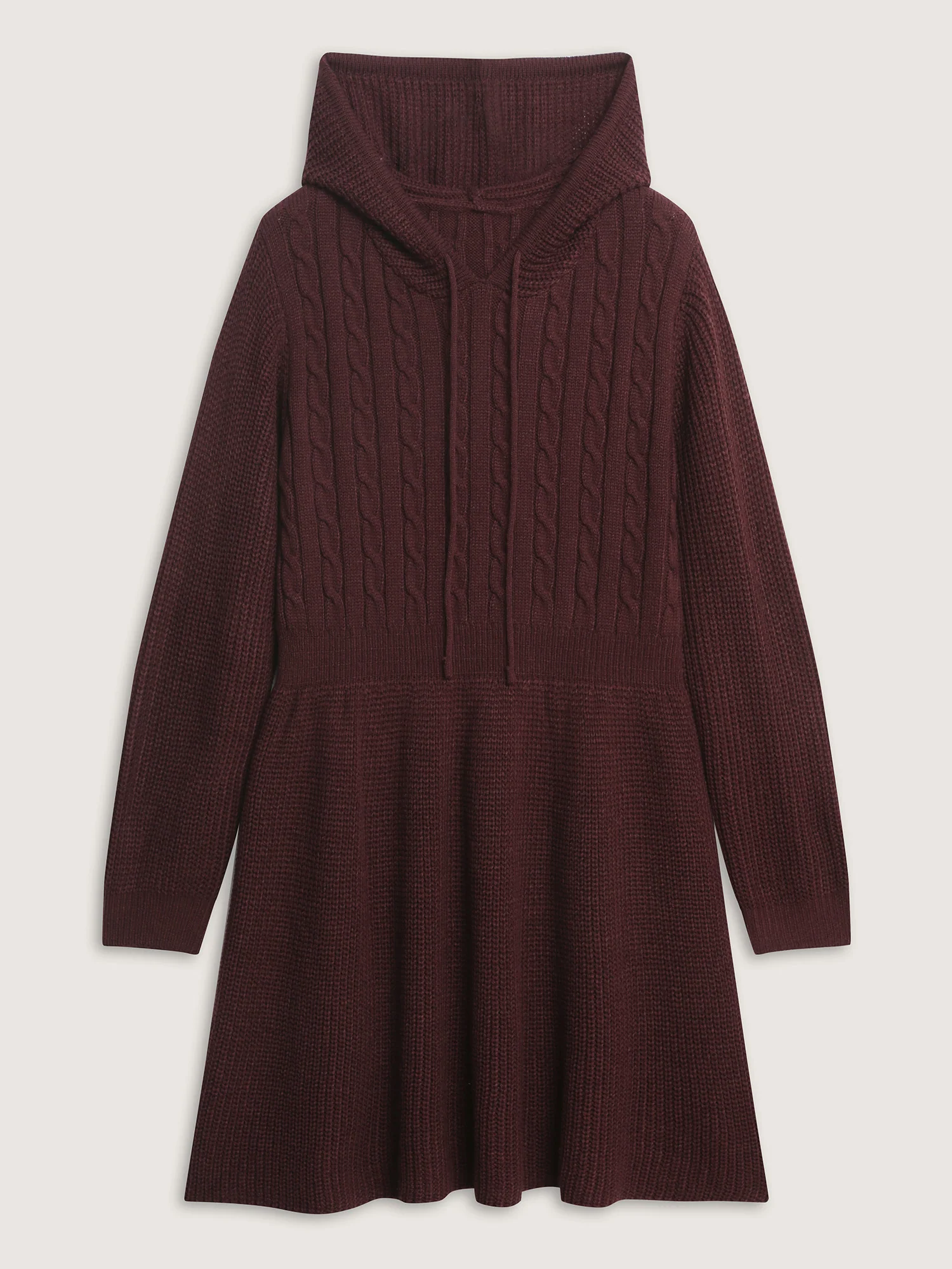 Textured Hooded Cinched-Waist Sweater Dress - Image 7