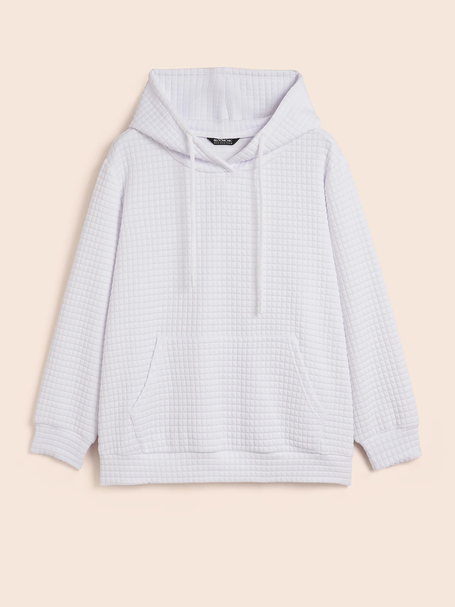 Textured Hooded Drawstring Kangaroo Pocket Sweatshirt - Image 7