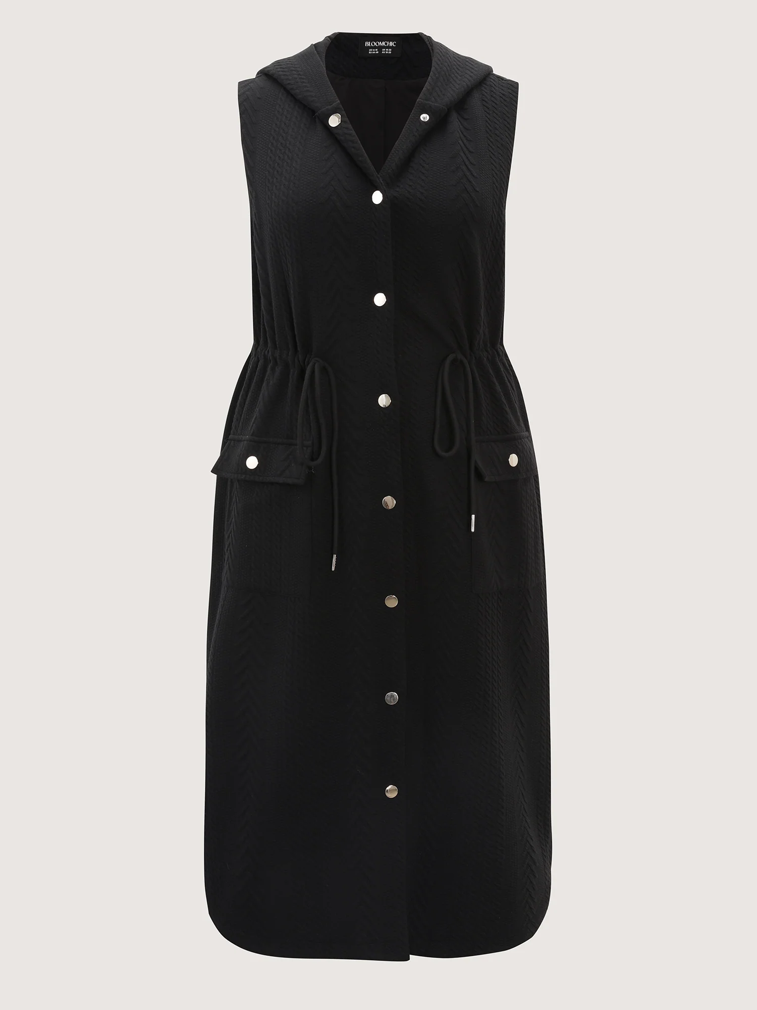 Textured Hooded Drawstring Waist Vest - Image 7