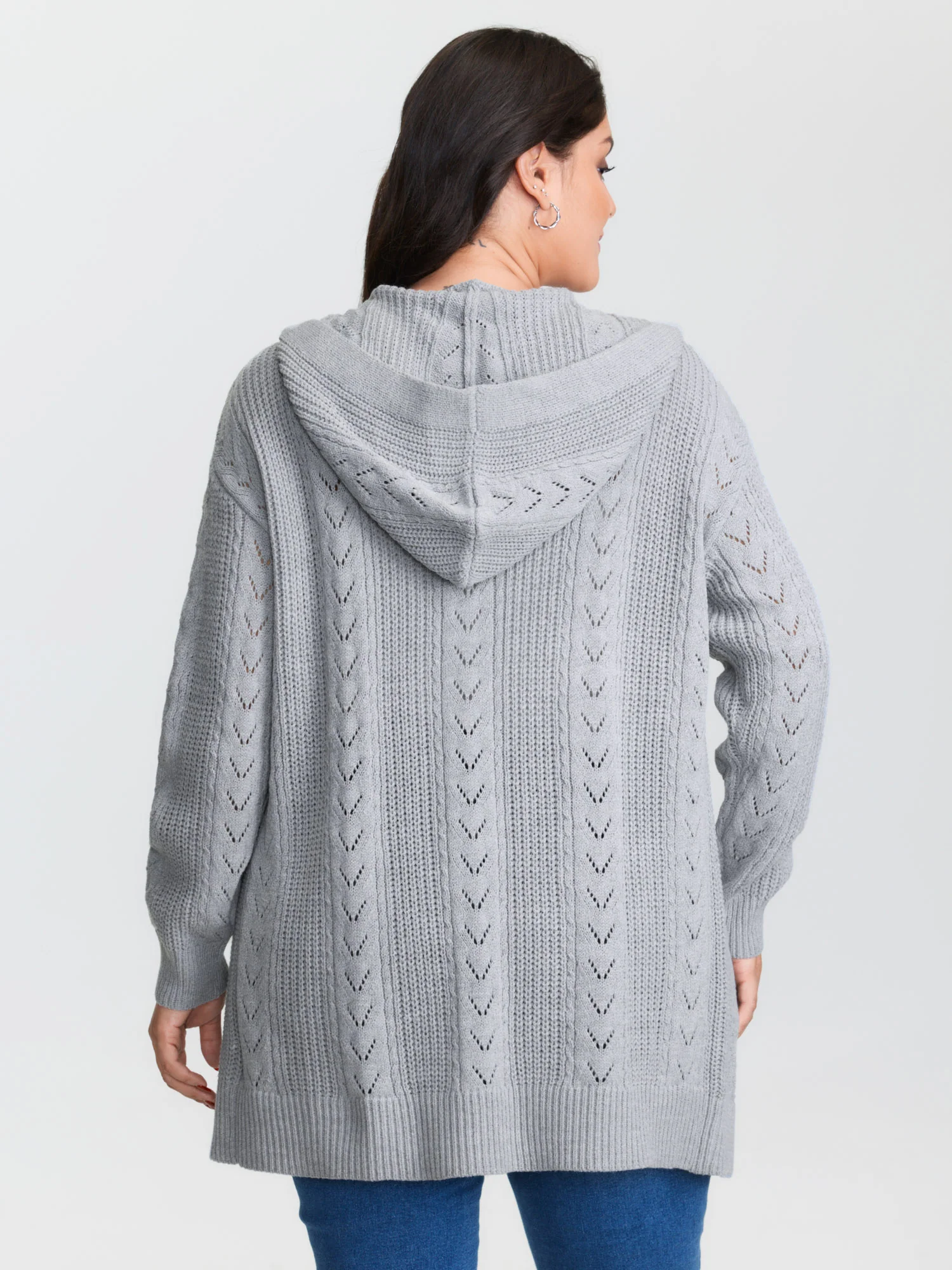 Textured Hooded Pockets Knit Cardigan - Image 5