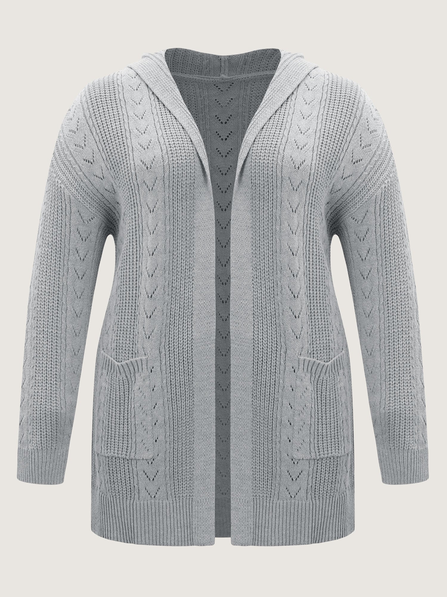 Textured Hooded Pockets Knit Cardigan - Image 8