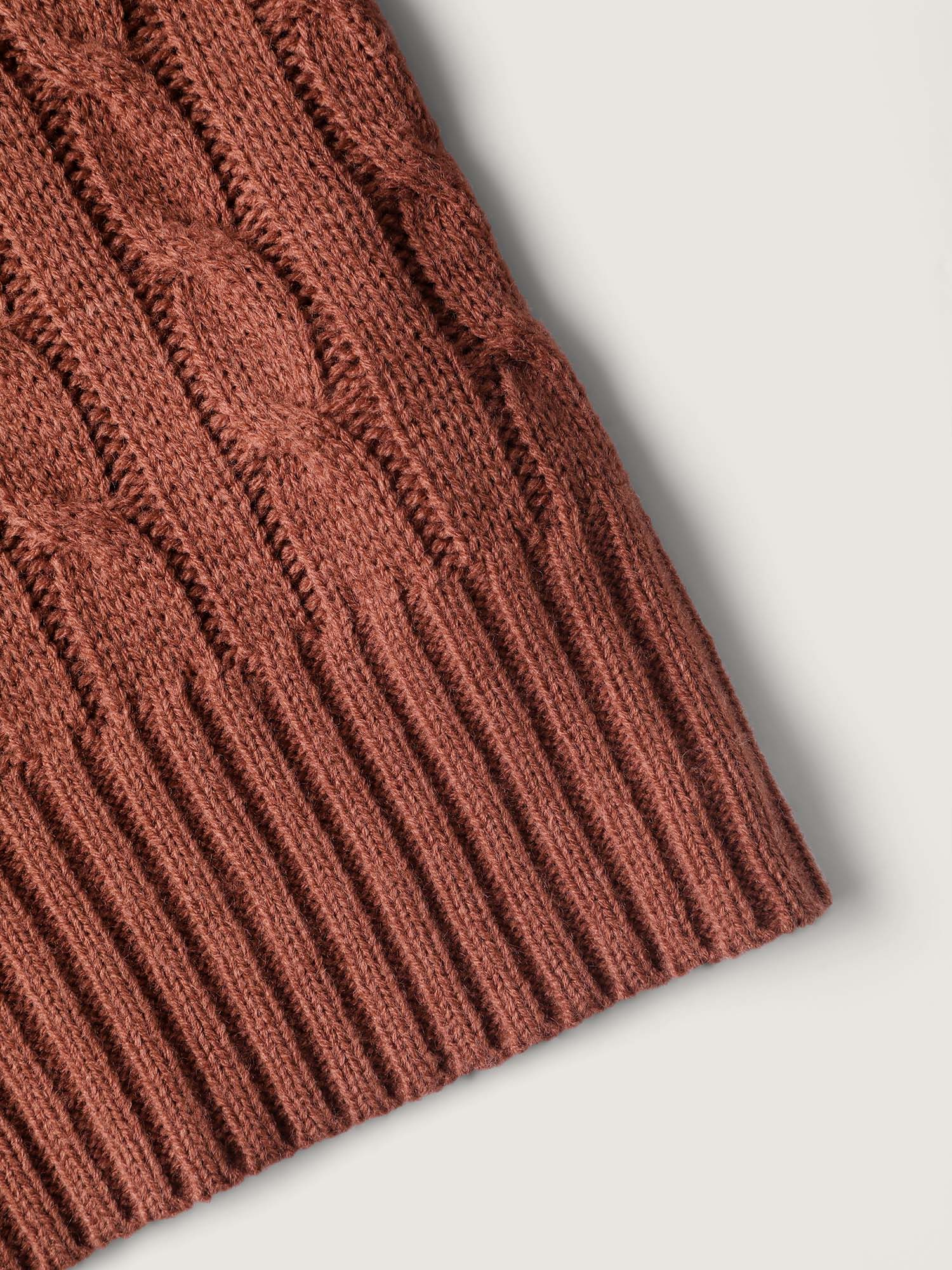 Textured Hooded Ribbed Hem Pullover - Image 6