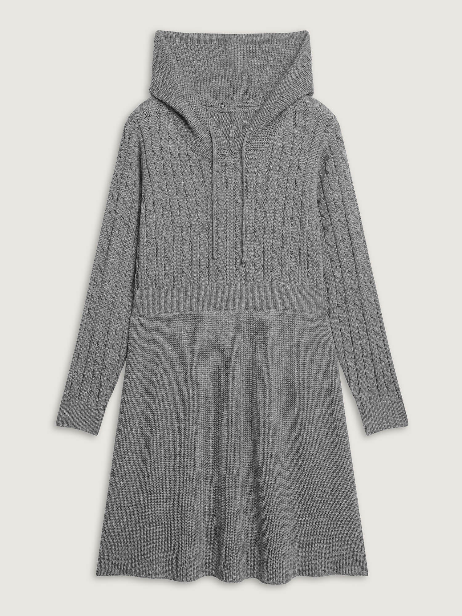 Textured Hooded Waist-Defining Sweater Dress - Image 5