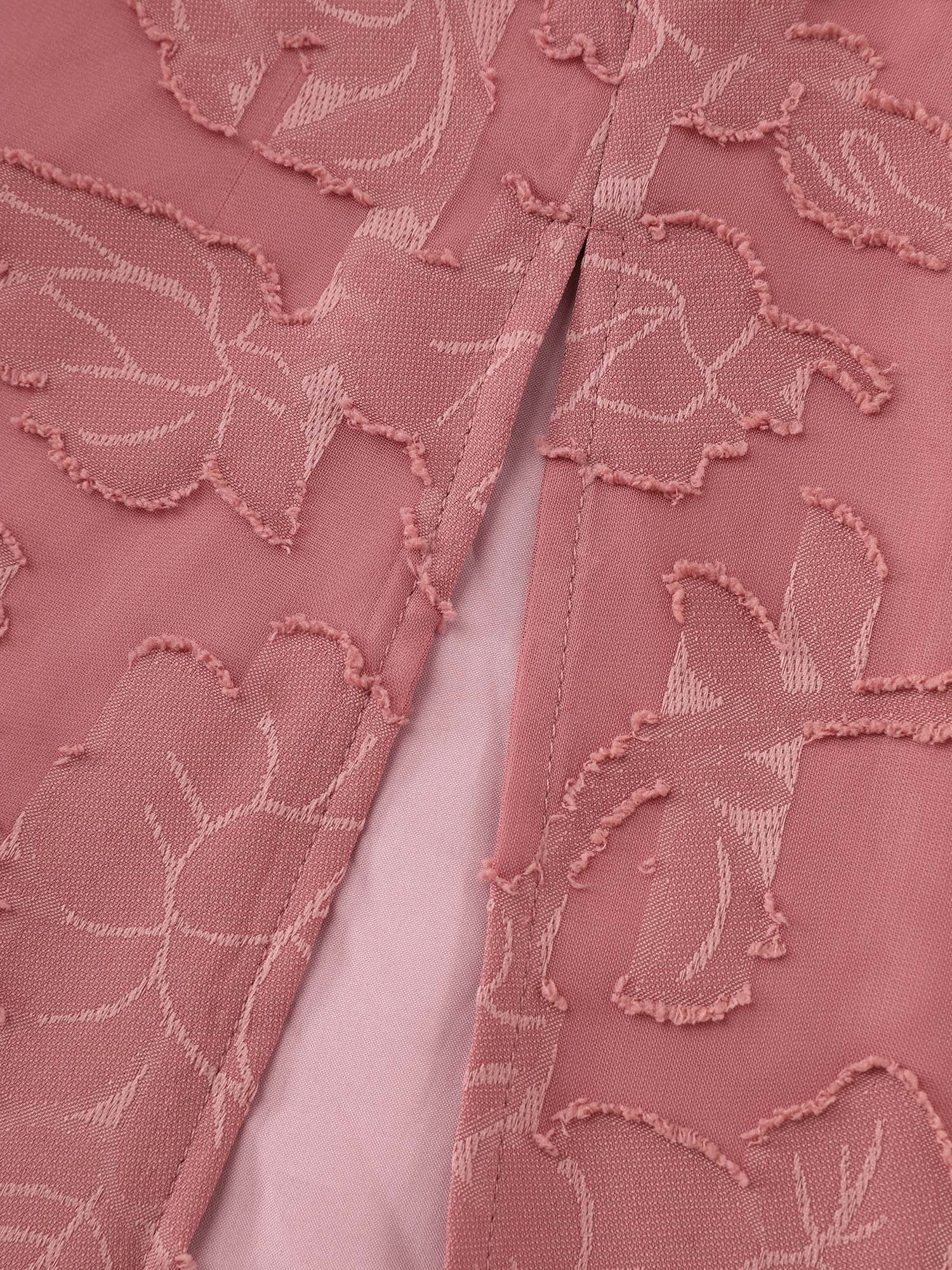 Textured Jacquard Drawstring Slit Midi Dress - Image 9