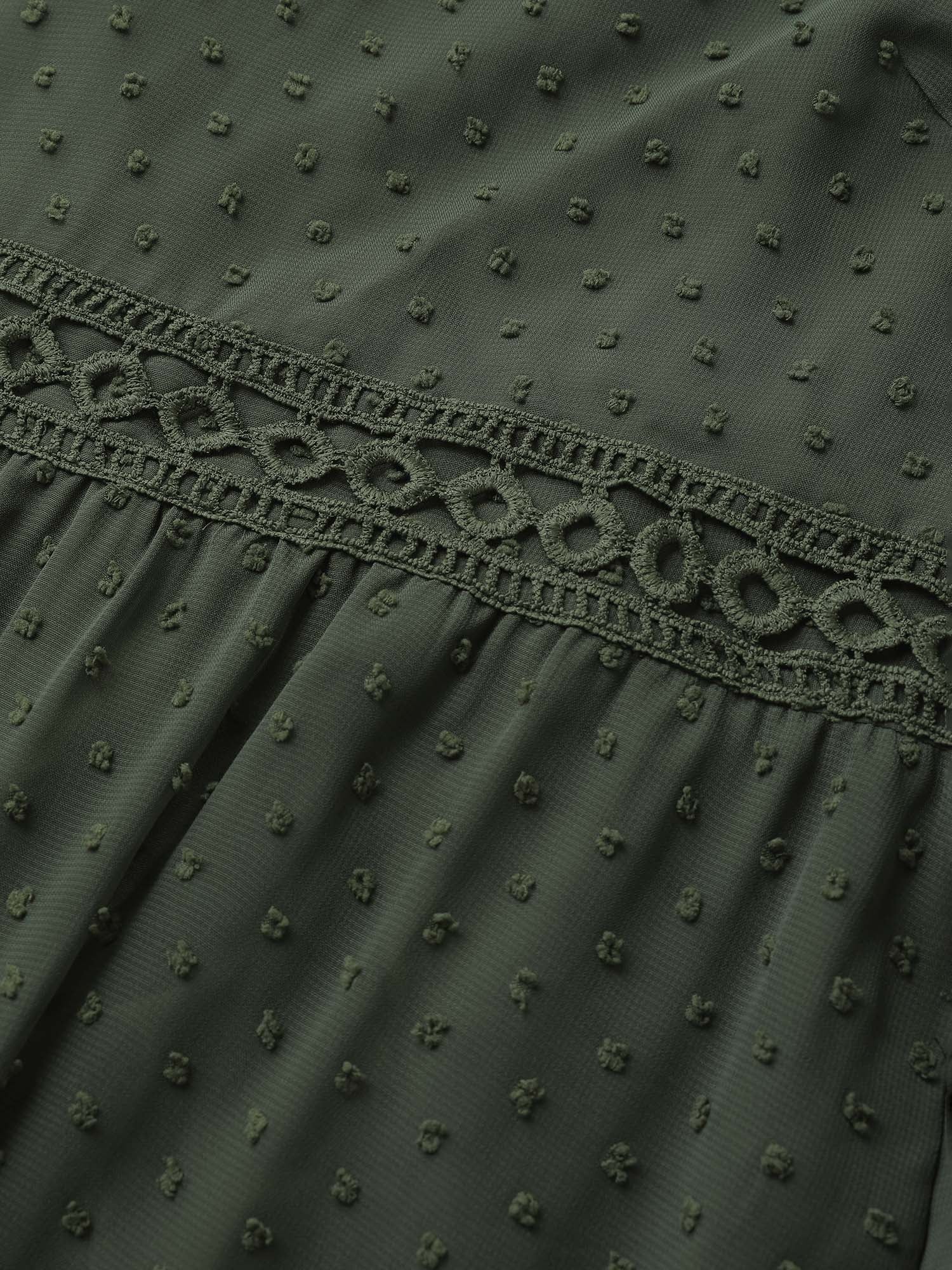 Textured Jacquard Lace Trim Ruffled Maxi Dress - Image 6