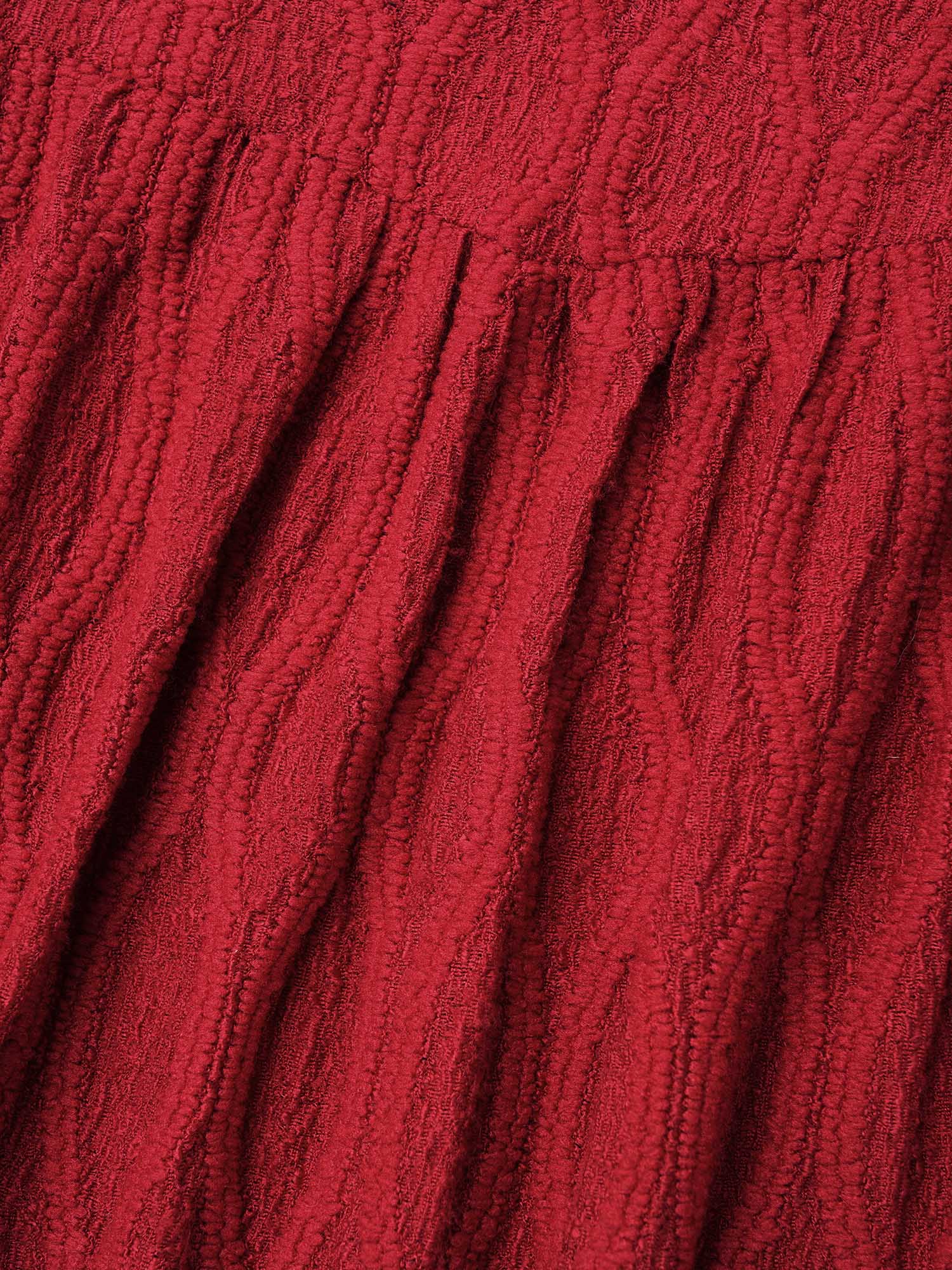 Textured Keyhole Gathered Knit Top - Image 6