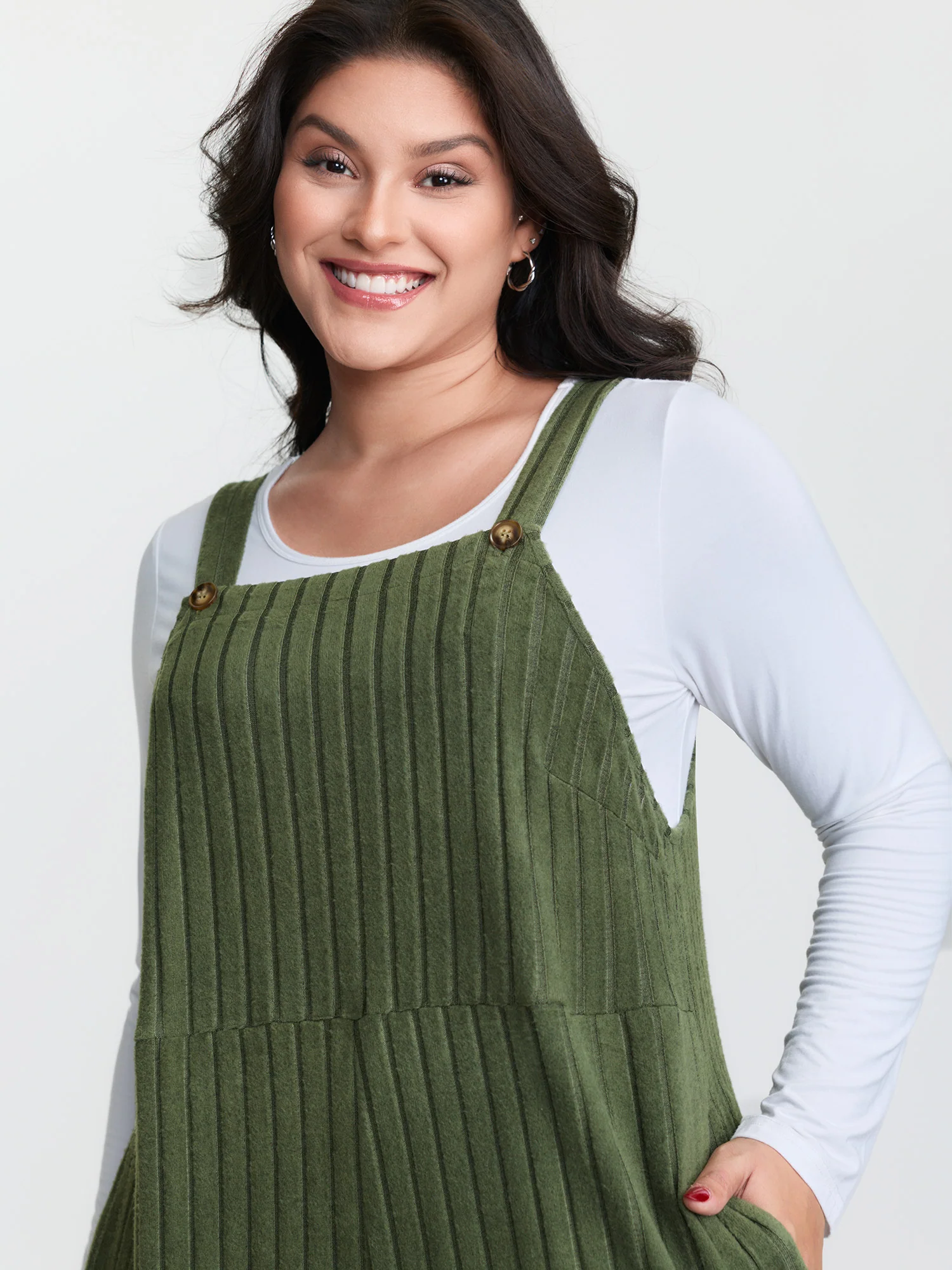 Textured Knit Adjustable Overall Jumpsuit - Image 3