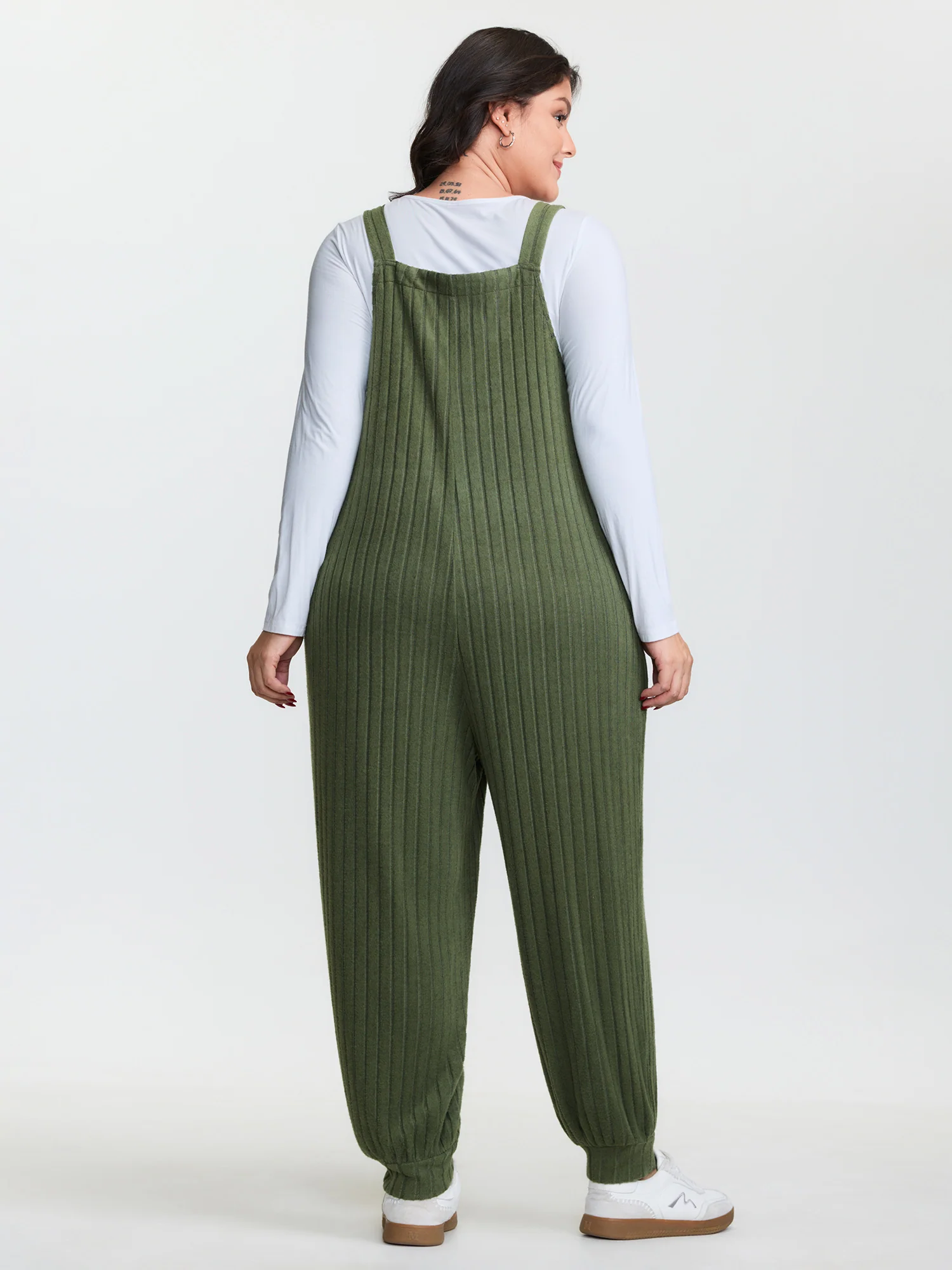 Textured Knit Adjustable Overall Jumpsuit - Image 5