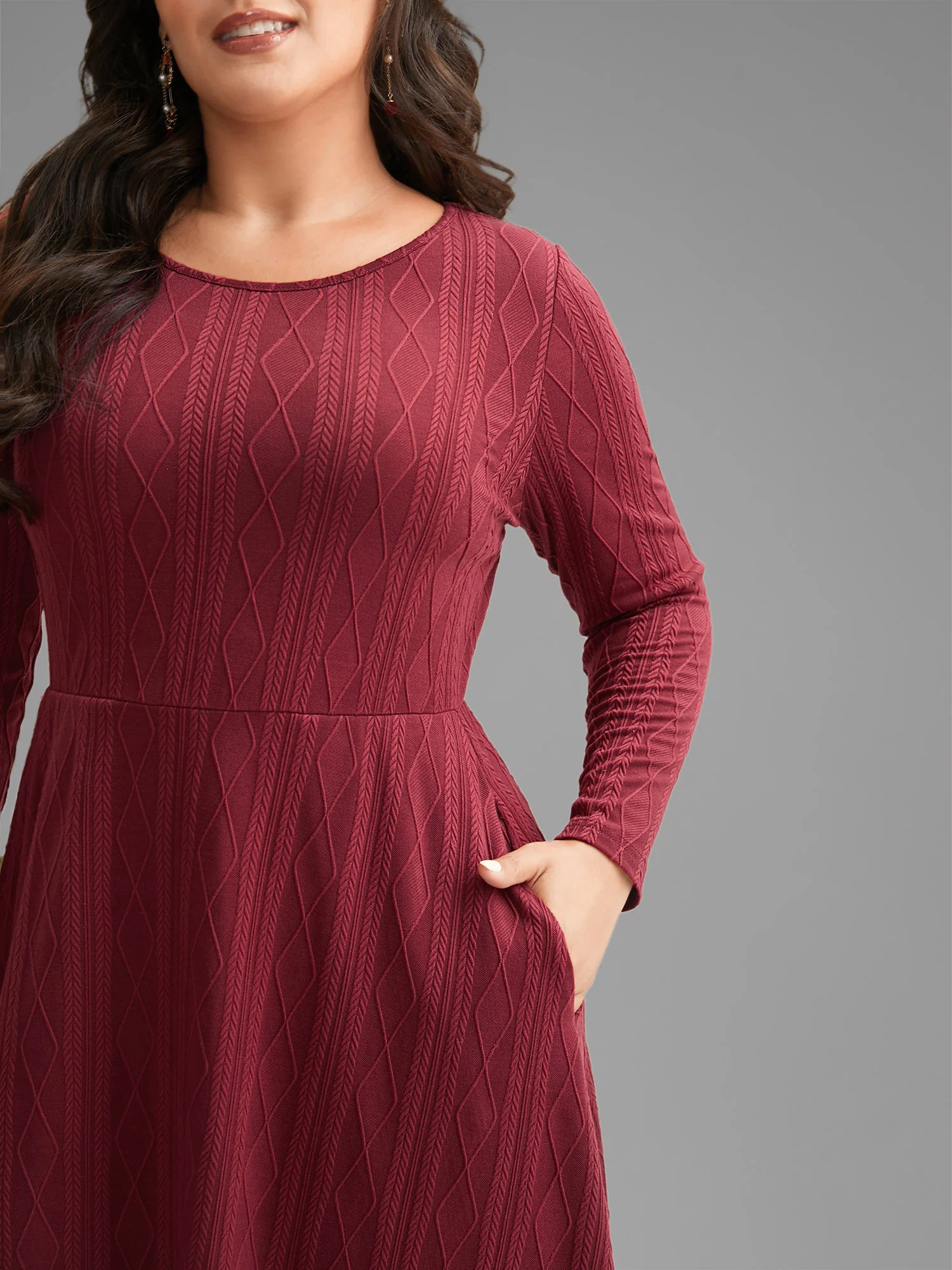 Textured Knit Fit-And-Flare Midi Dress - Image 10