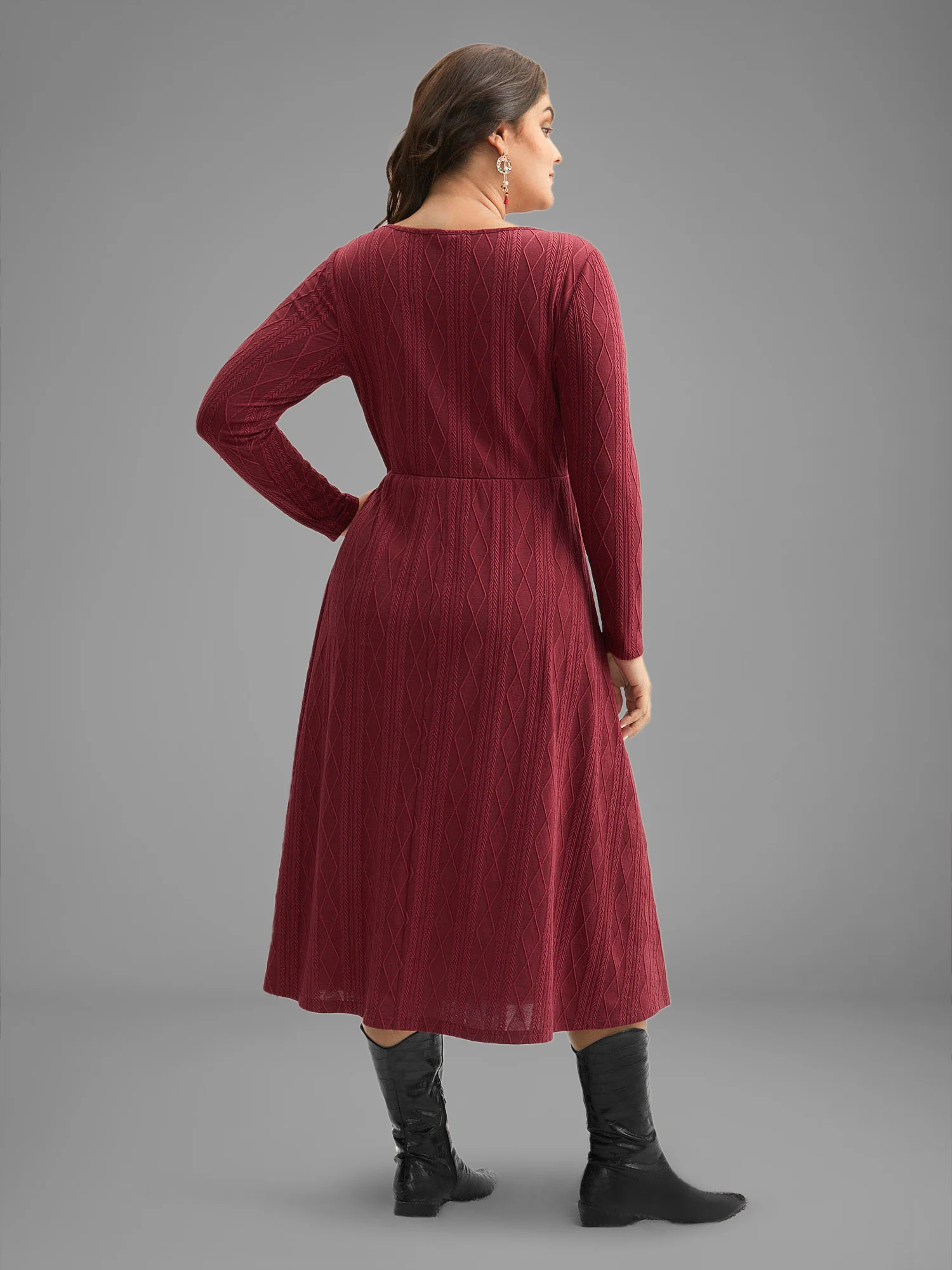 Textured Knit Fit-And-Flare Midi Dress - Image 13