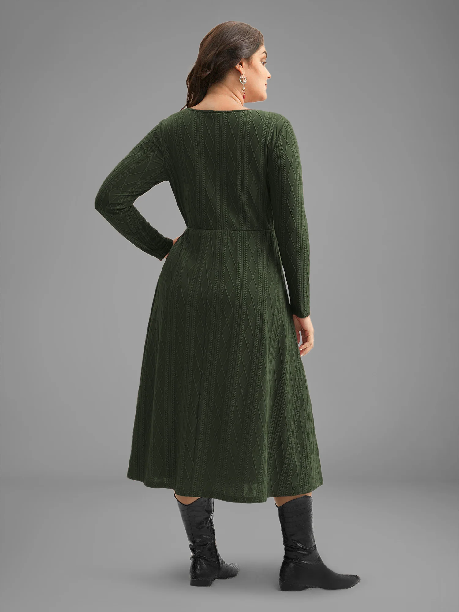 Textured Knit Fit-And-Flare Midi Dress - Image 8