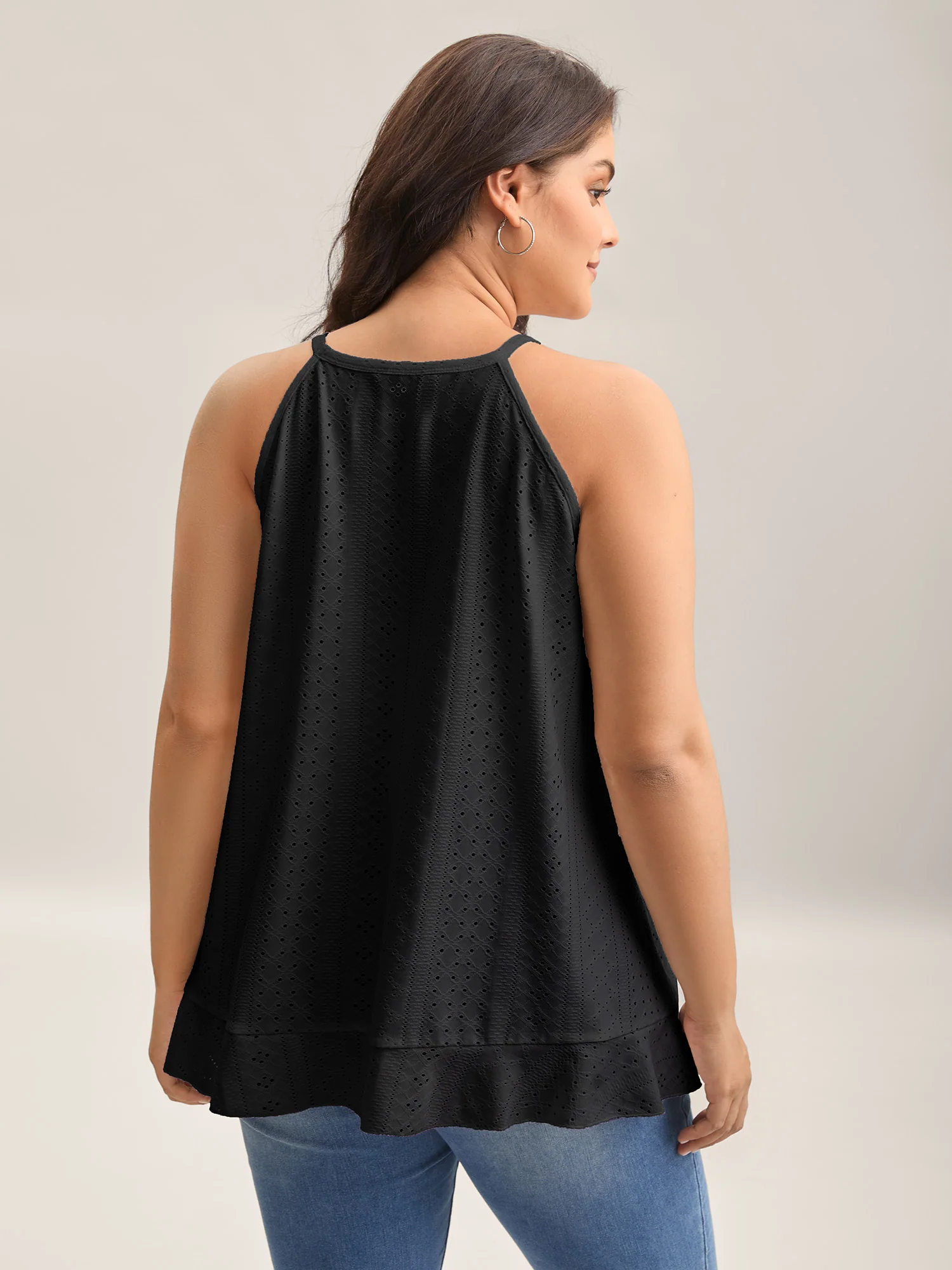 Textured Knit Overlap Hem Tank Top - Image 4
