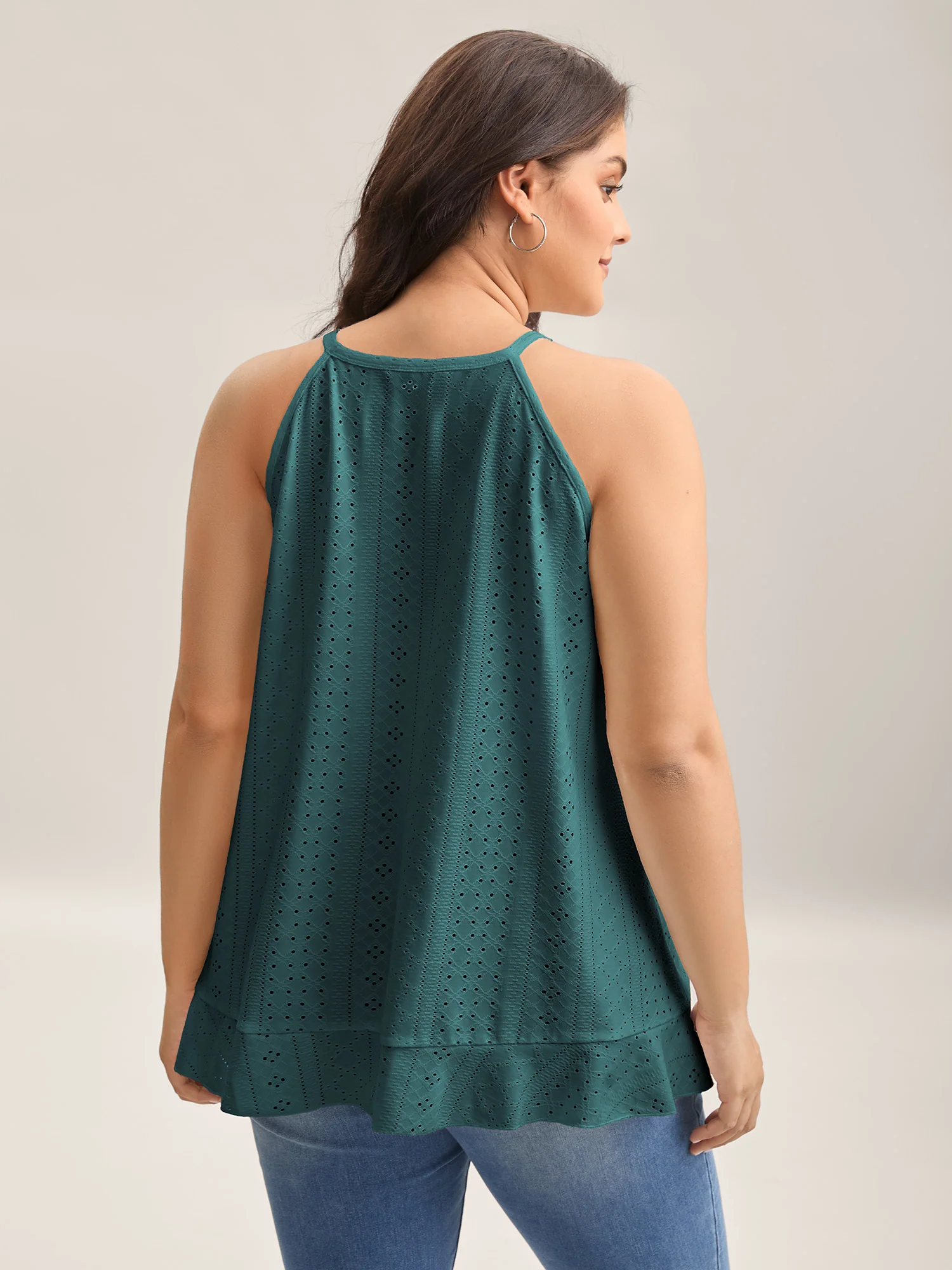 Textured Knit Overlap Hem Tank Top - Image 8