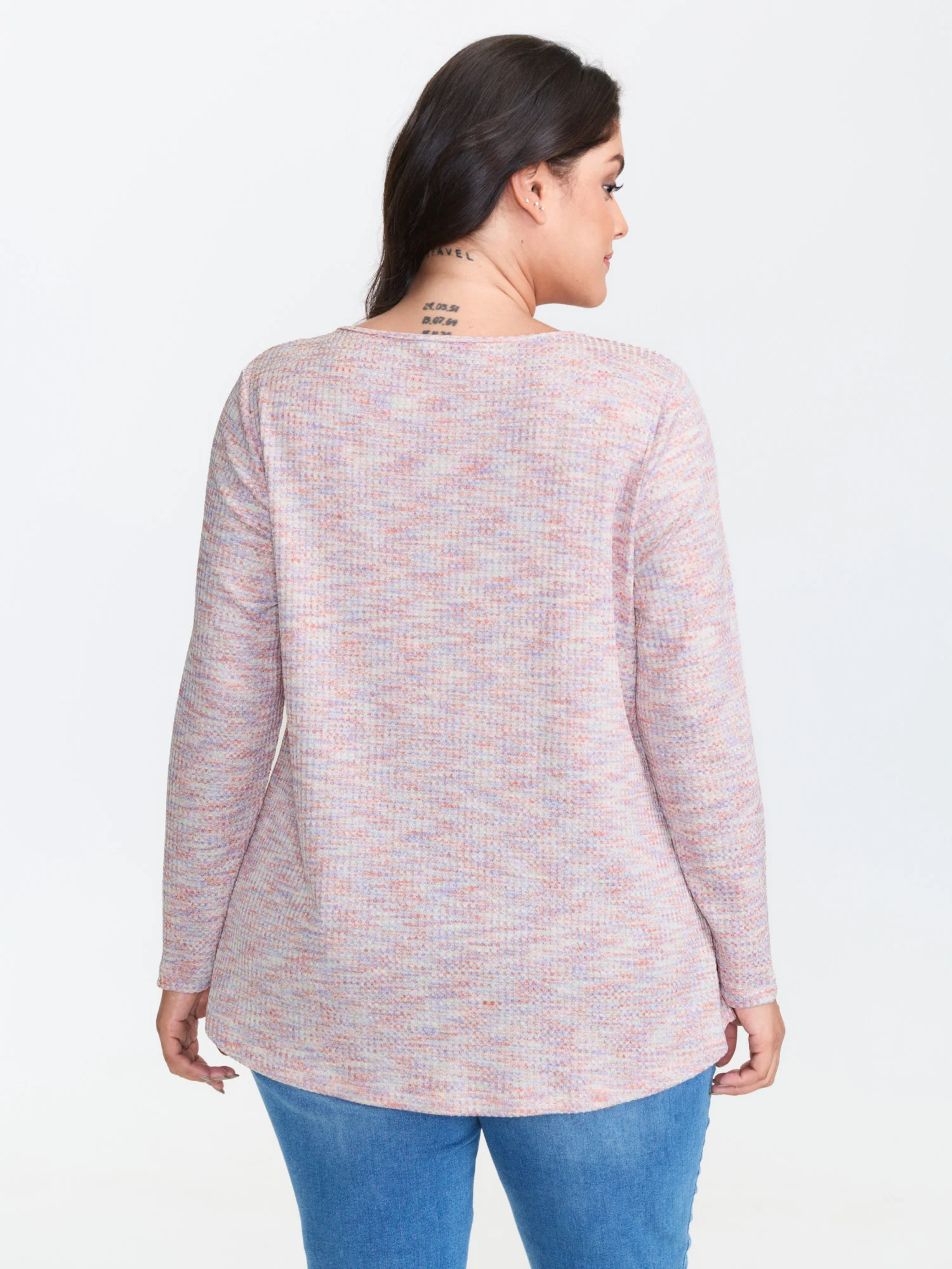 Textured Knit Pleated Neckline Top - Image 10