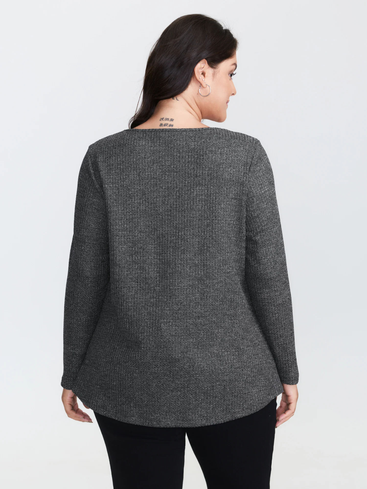 Textured Knit Pleated Neckline Top - Image 14
