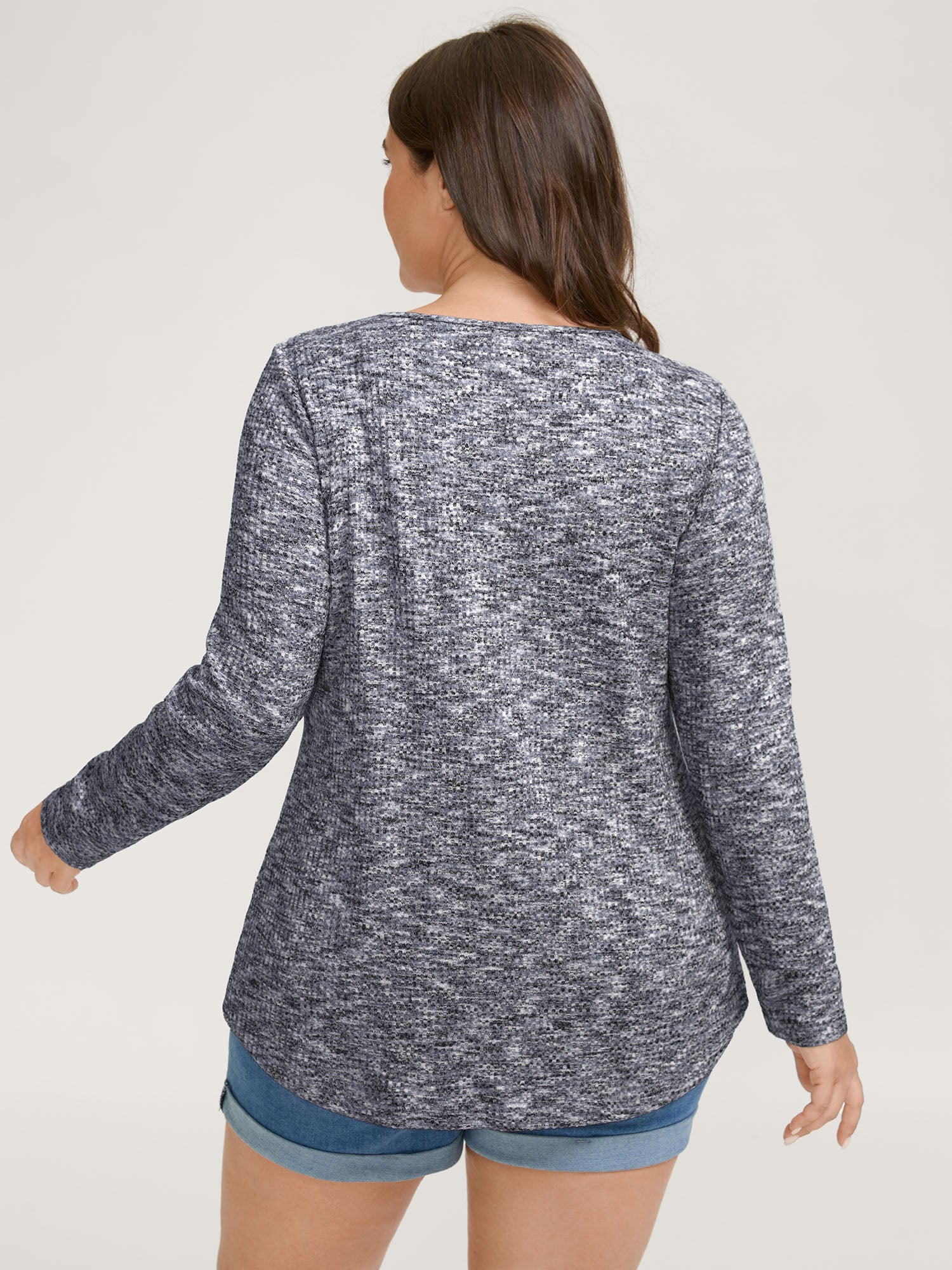 Textured Knit Pleated Neckline Top - Image 18