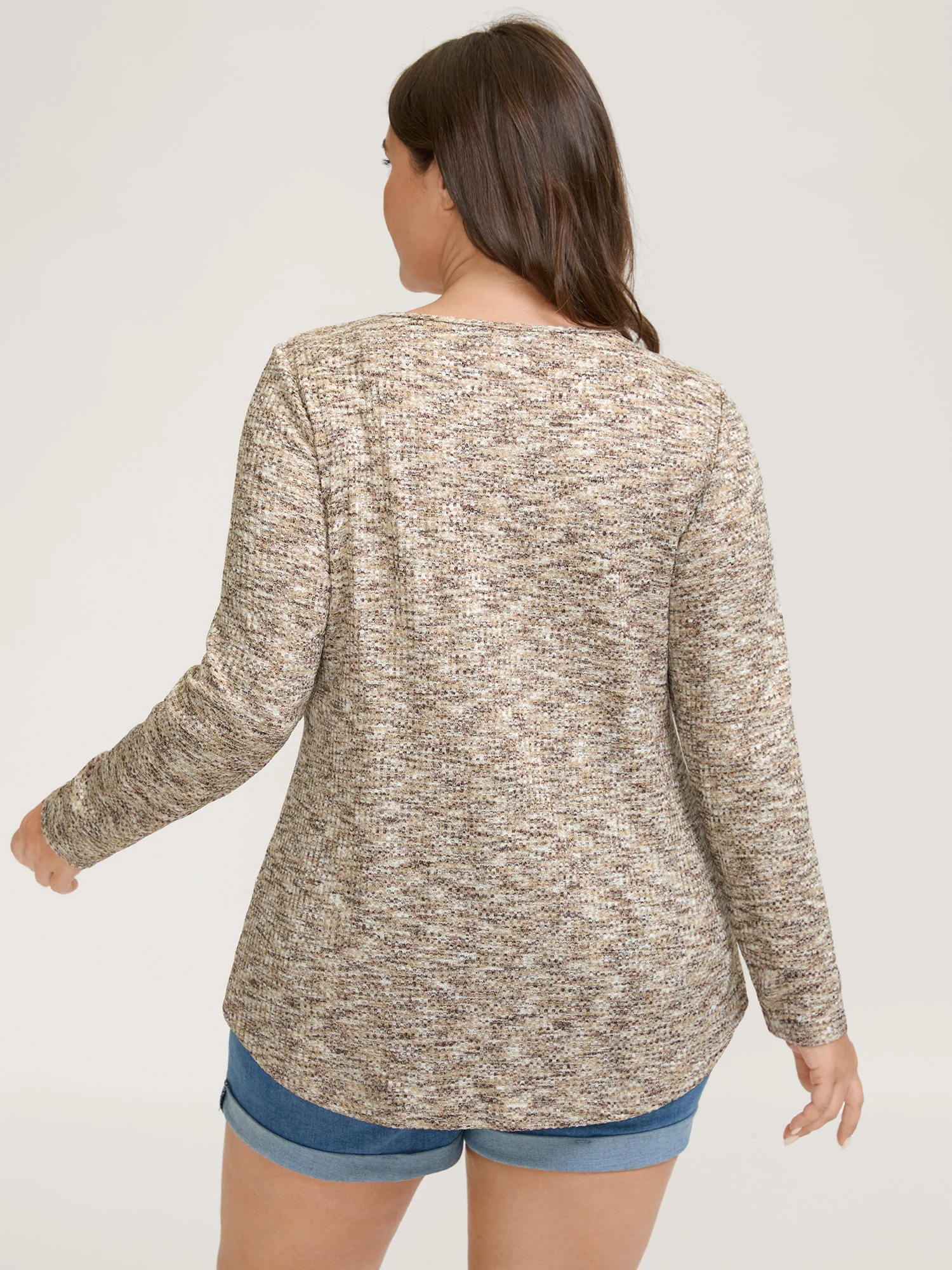 Textured Knit Pleated Neckline Top - Image 4