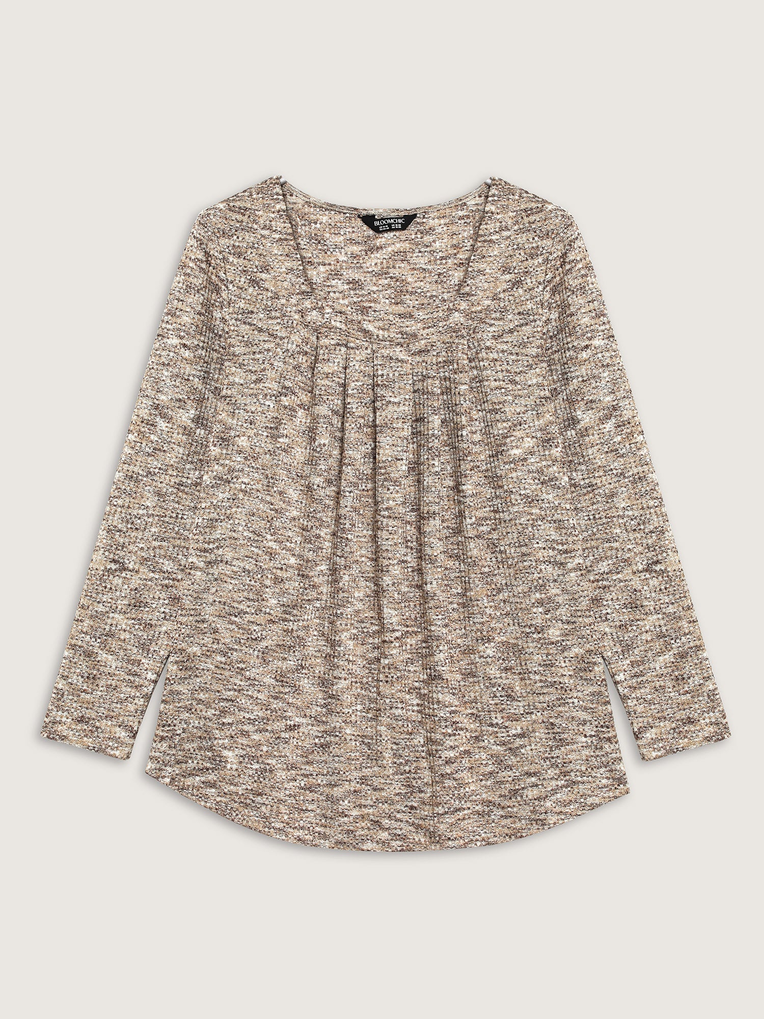 Textured Knit Pleated Neckline Top - Image 6