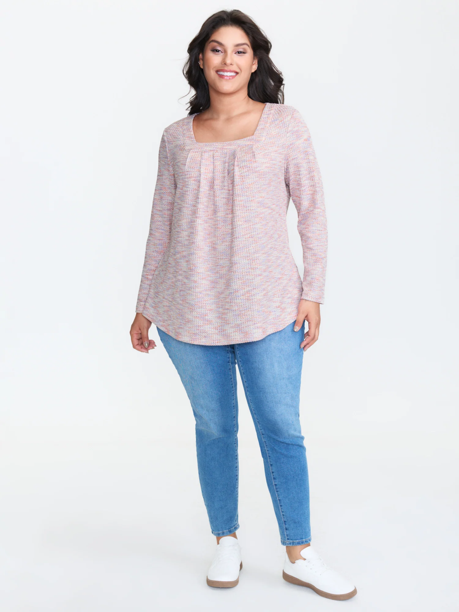 Textured Knit Pleated Neckline Top - Image 9
