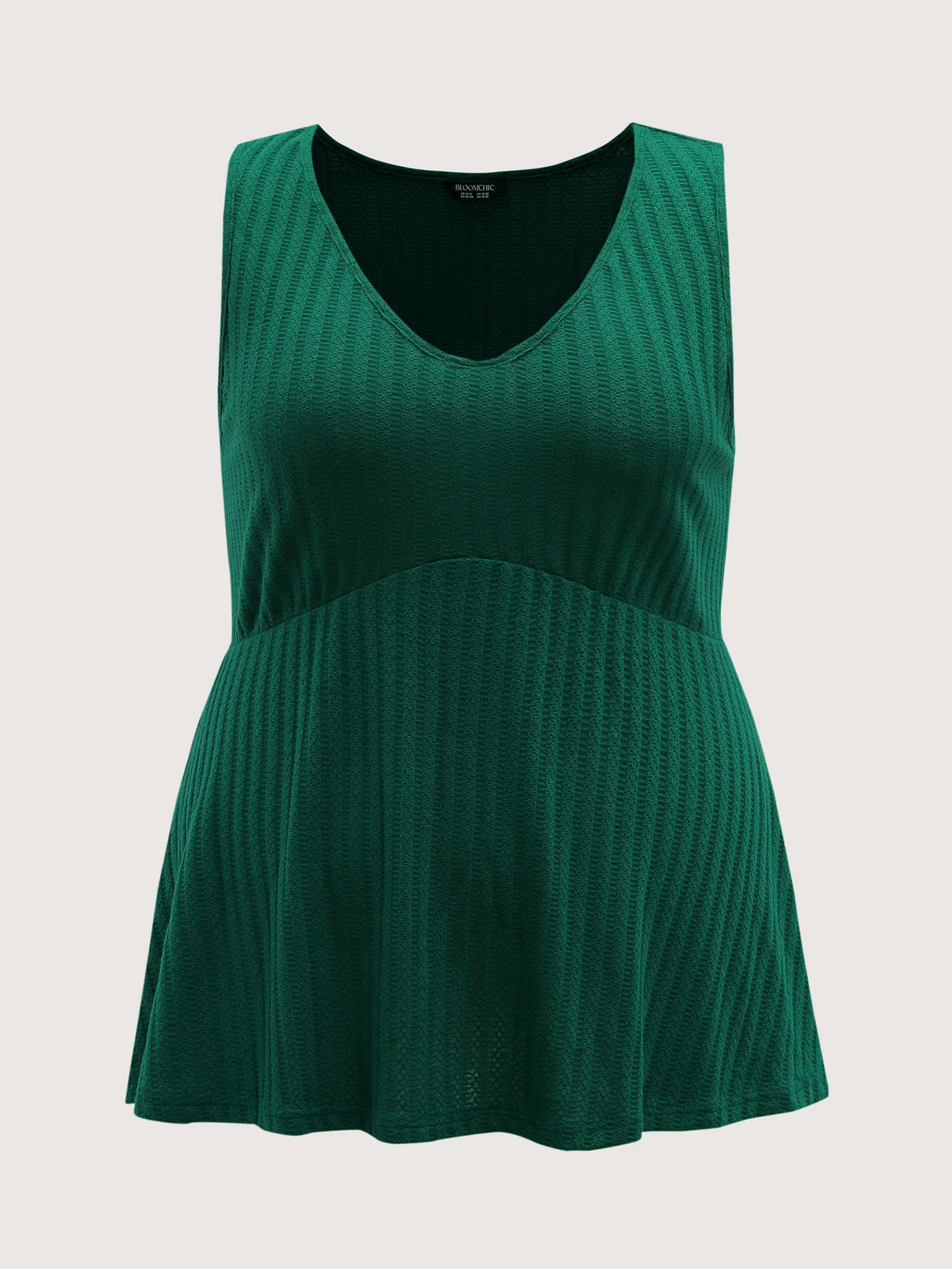 Textured Knit V-Neck Cinched-Waist Tank Top - Image 6