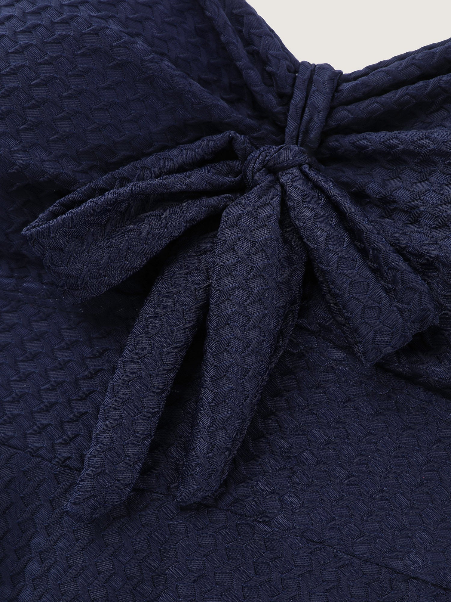 Textured Knotted Front Pockets Swim Dress - Image 8