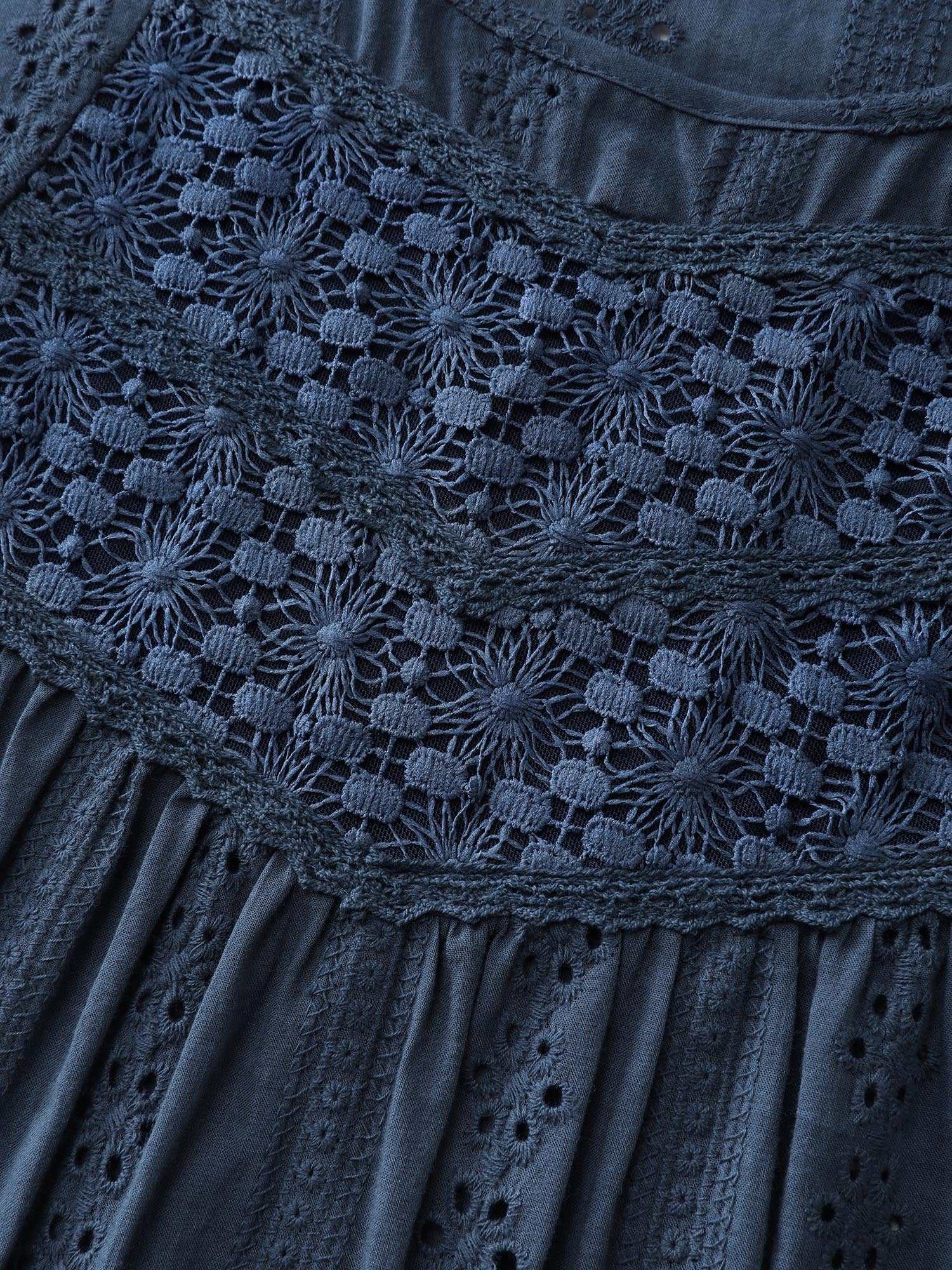 Textured Lace Cut-Out Babydoll Blouse - Image 5