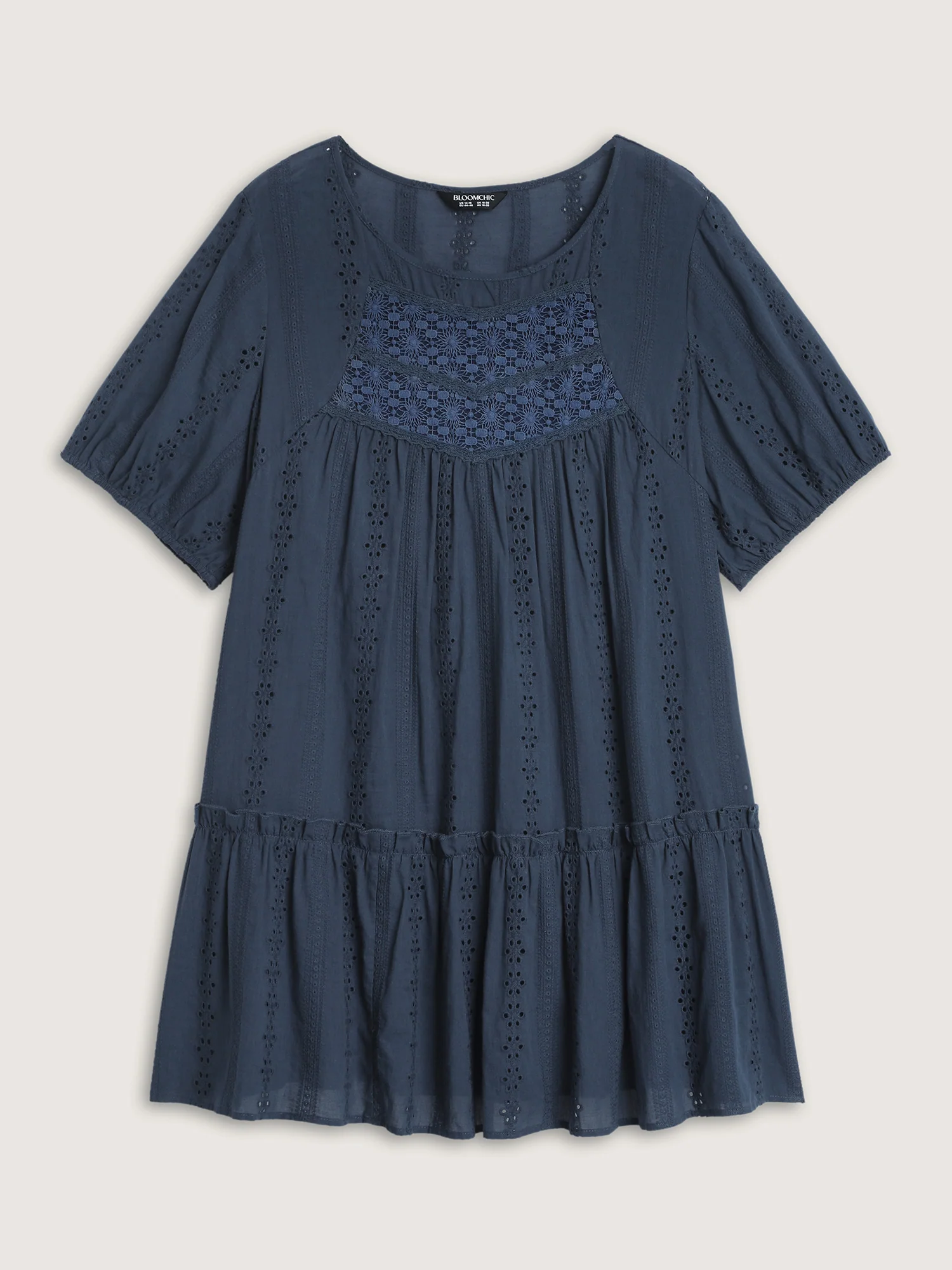 Textured Lace Cut-Out Babydoll Blouse - Image 7