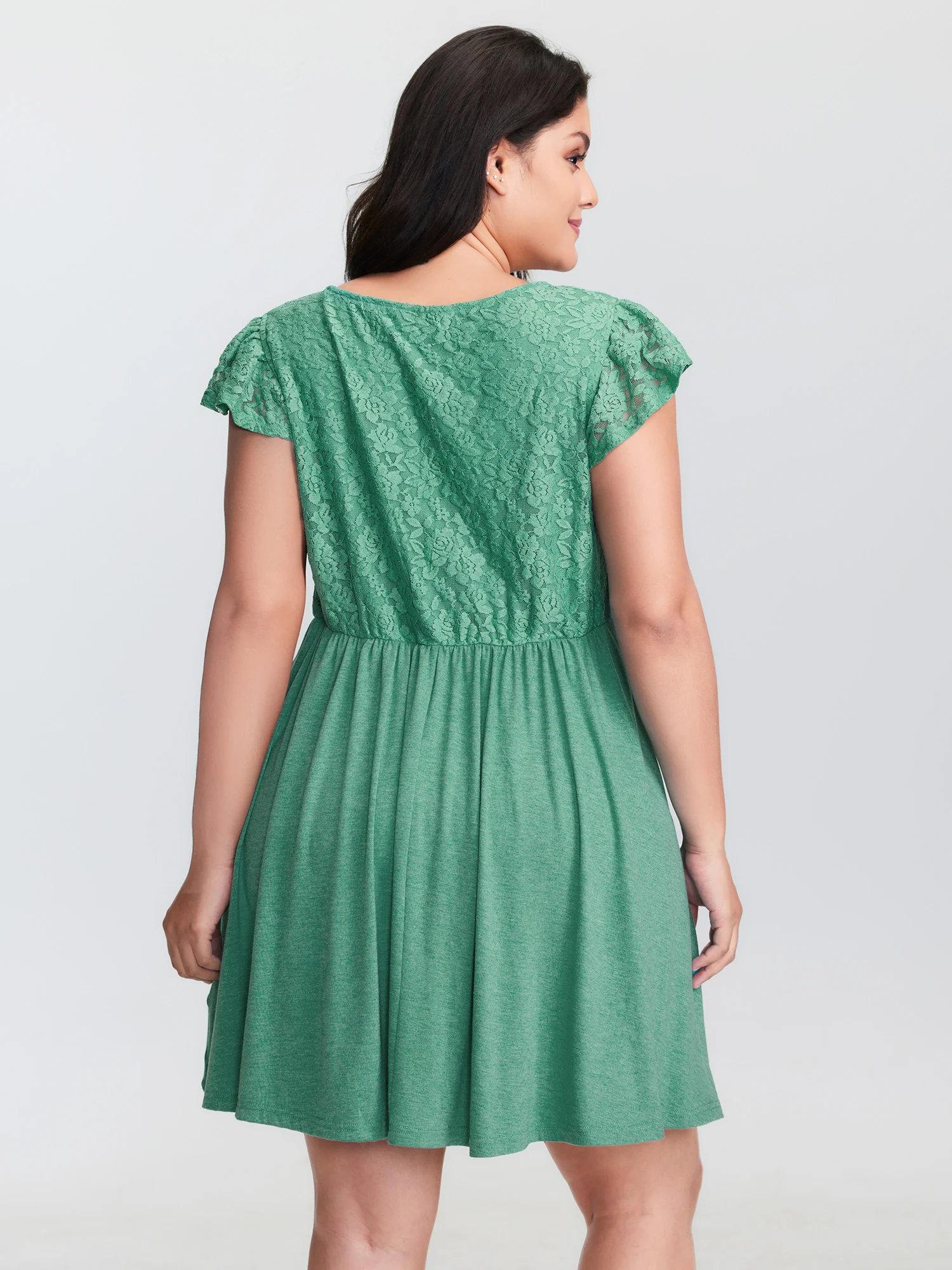 Textured Lace Ruffled Sleeve Nightgown - Image 4