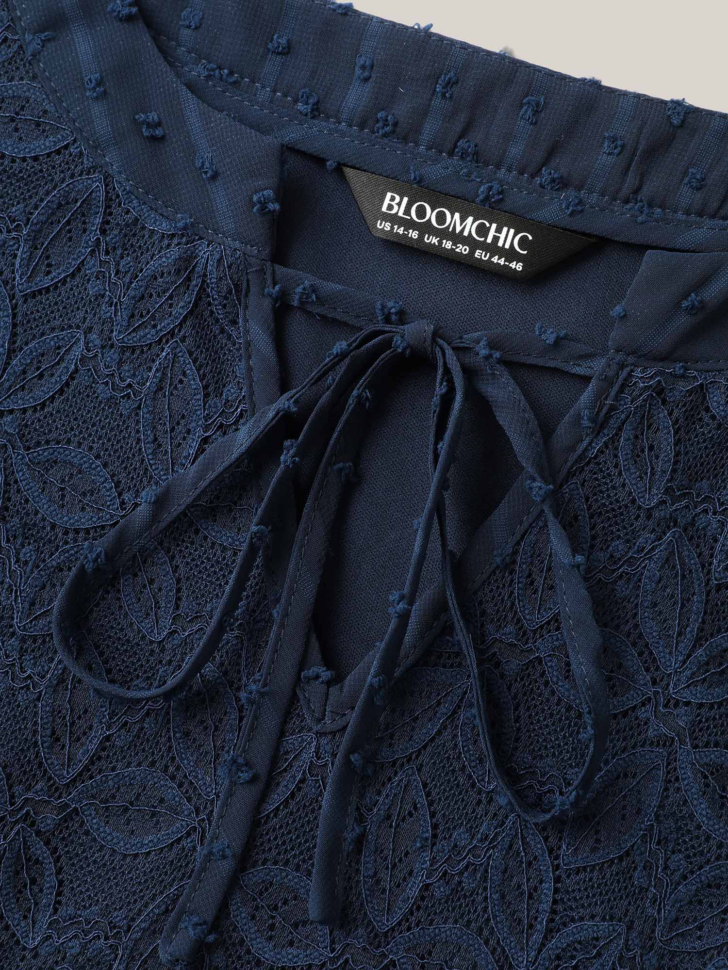 Textured Lace Detail Neck Tie Sleeveless Top - Image 6