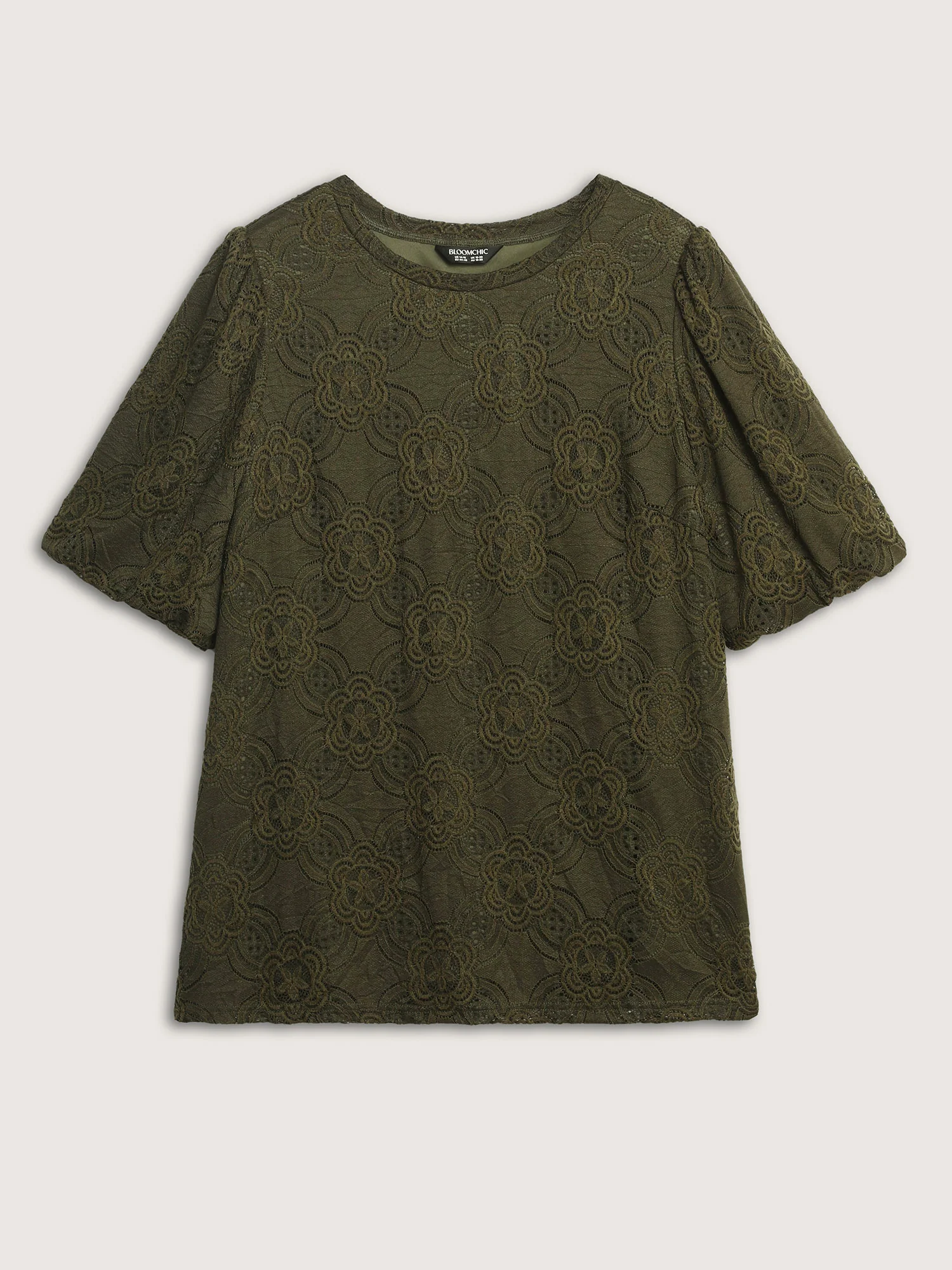 Textured Lace Puffy Sleeve T-Shirt - Image 7