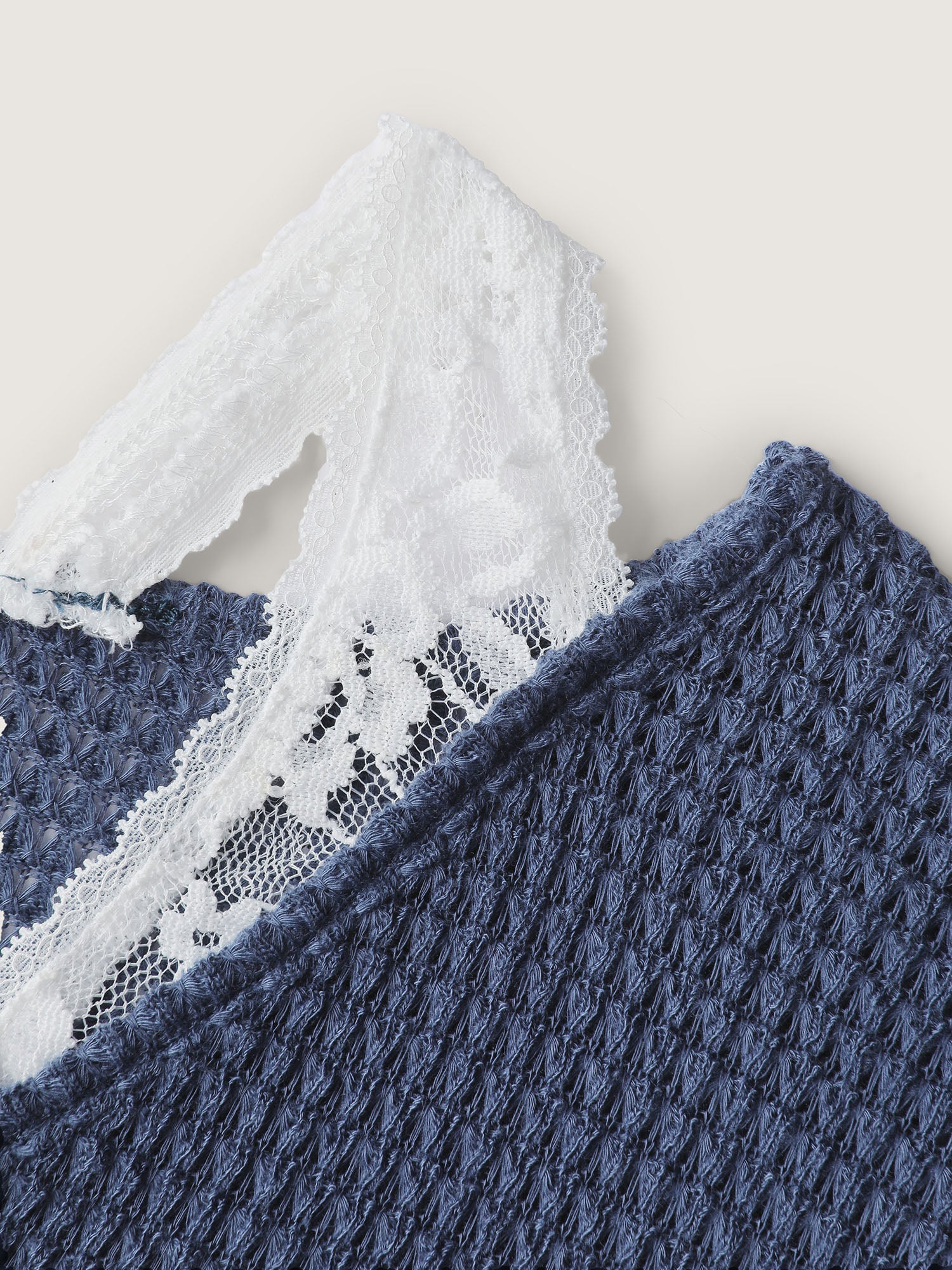 Textured Lace Ruffled Sleeve Knit Top - Image 6
