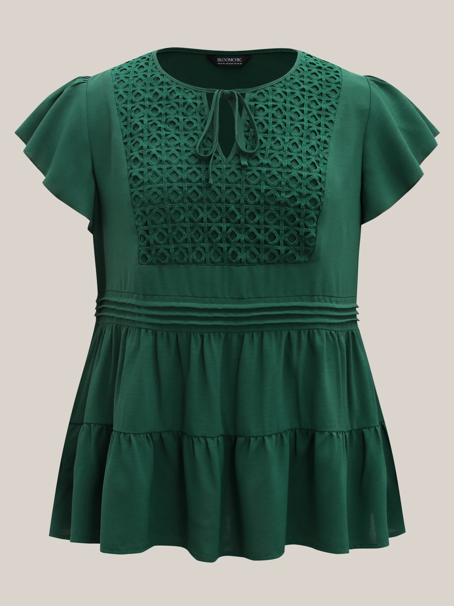 Textured Lace Tiered Solid Blouse - Image 5