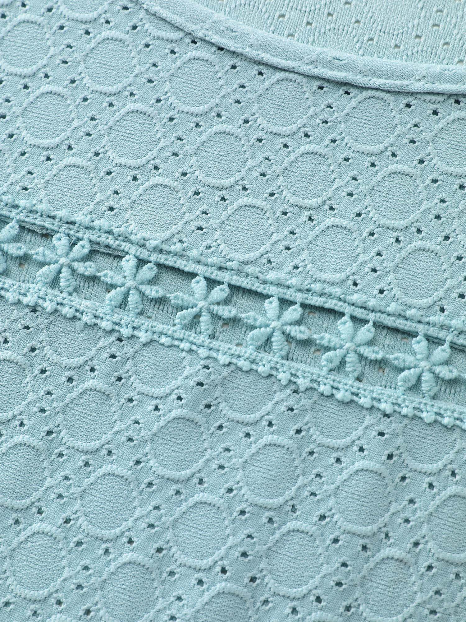 Textured Lace Trim Flutter Sleeve T-Shirt - Image 6