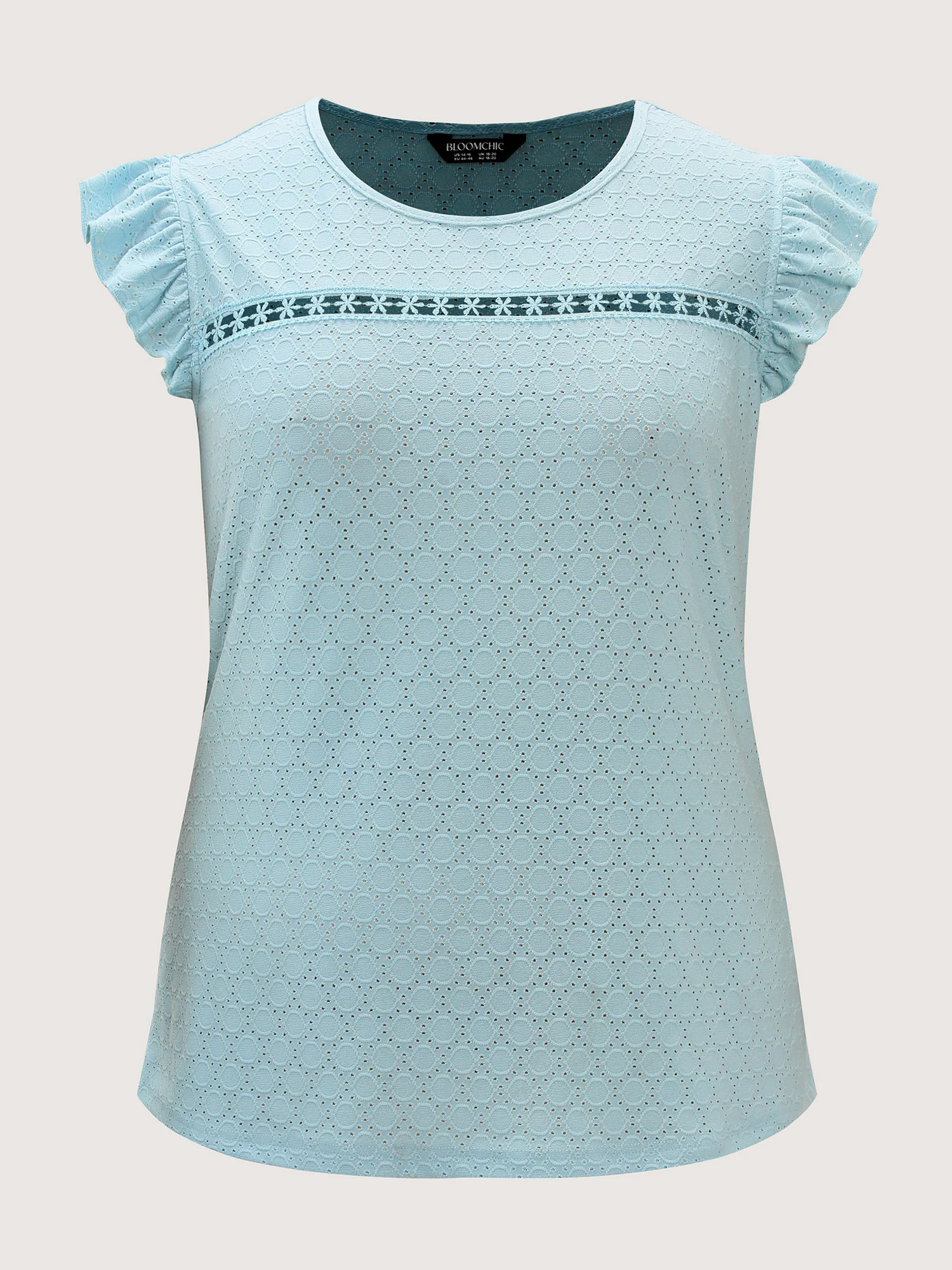 Textured Lace Trim Flutter Sleeve T-Shirt - Image 7