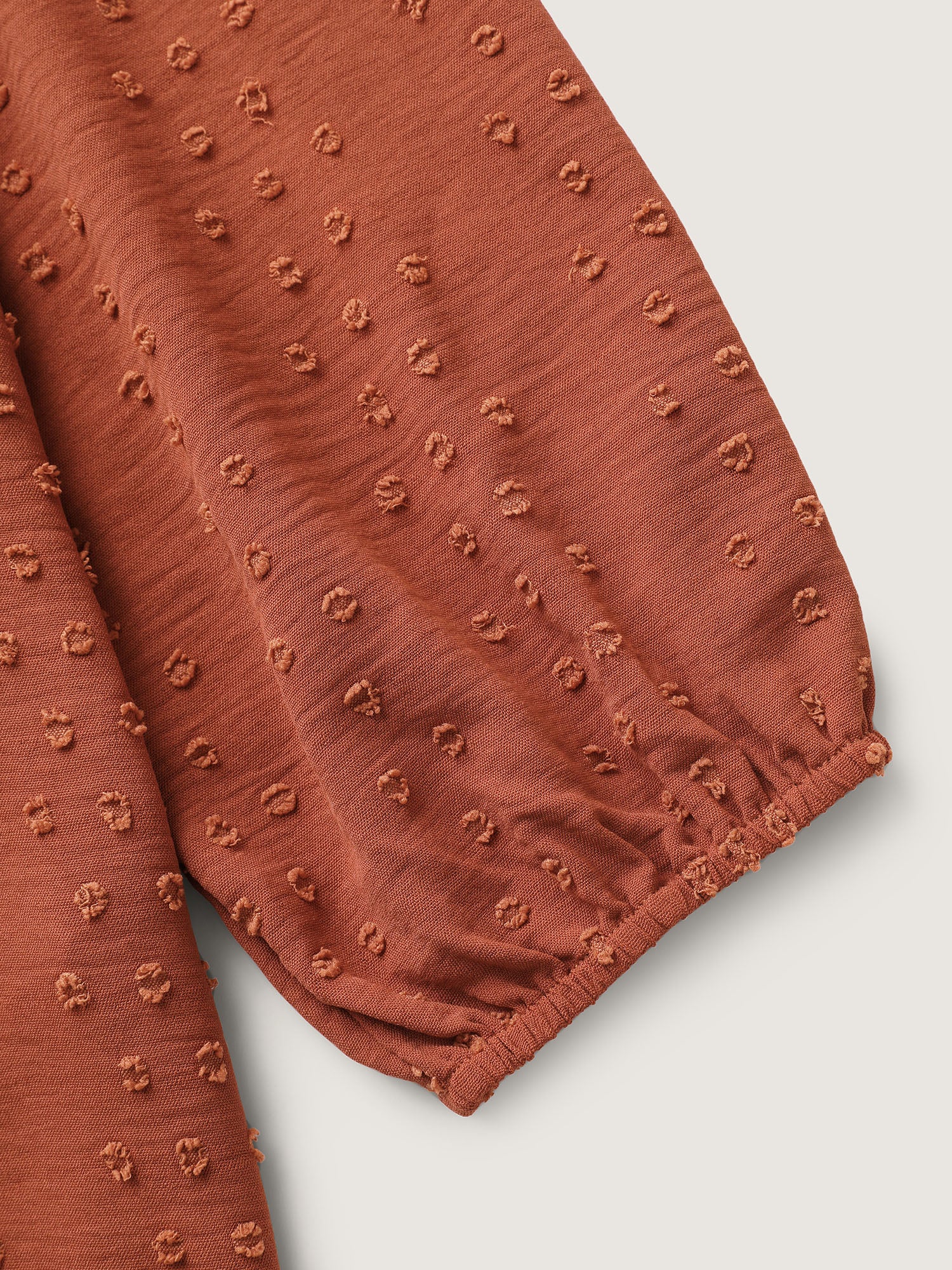 Textured Lace Trim Pleated Neck Blouse - Image 6