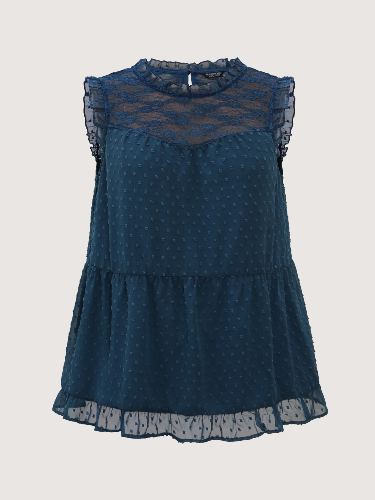 Textured Lace Trim Ruffled Tank Top - Image 7