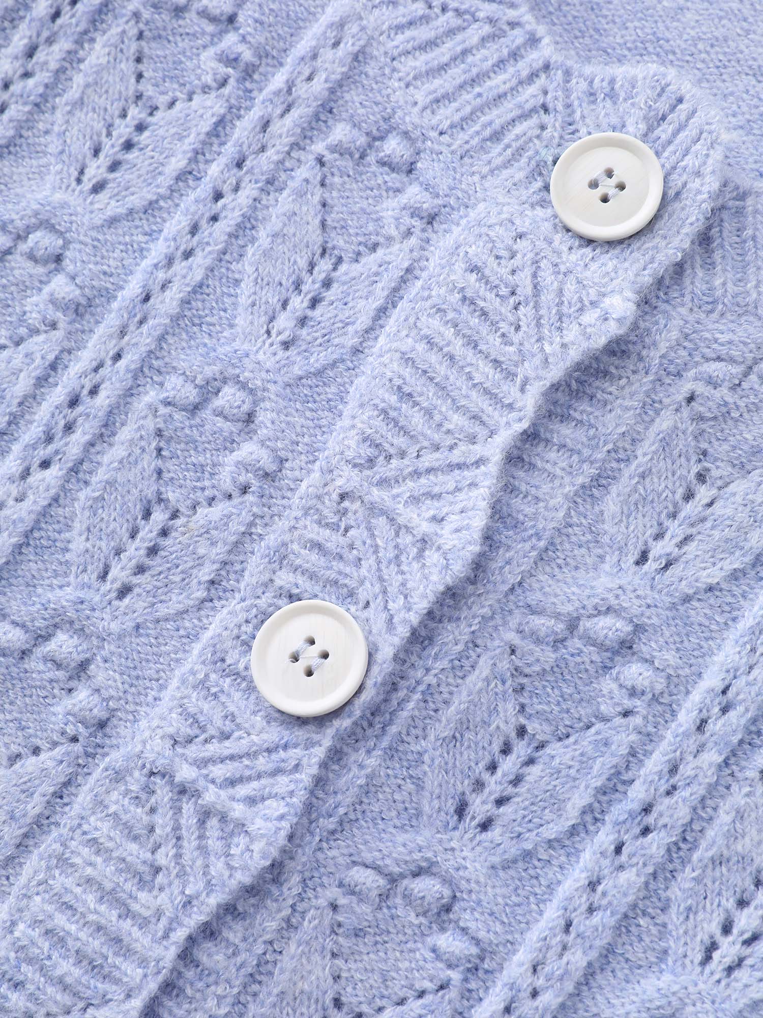 Textured Lantern Sleeve Button Knit Cardigan - Image 7