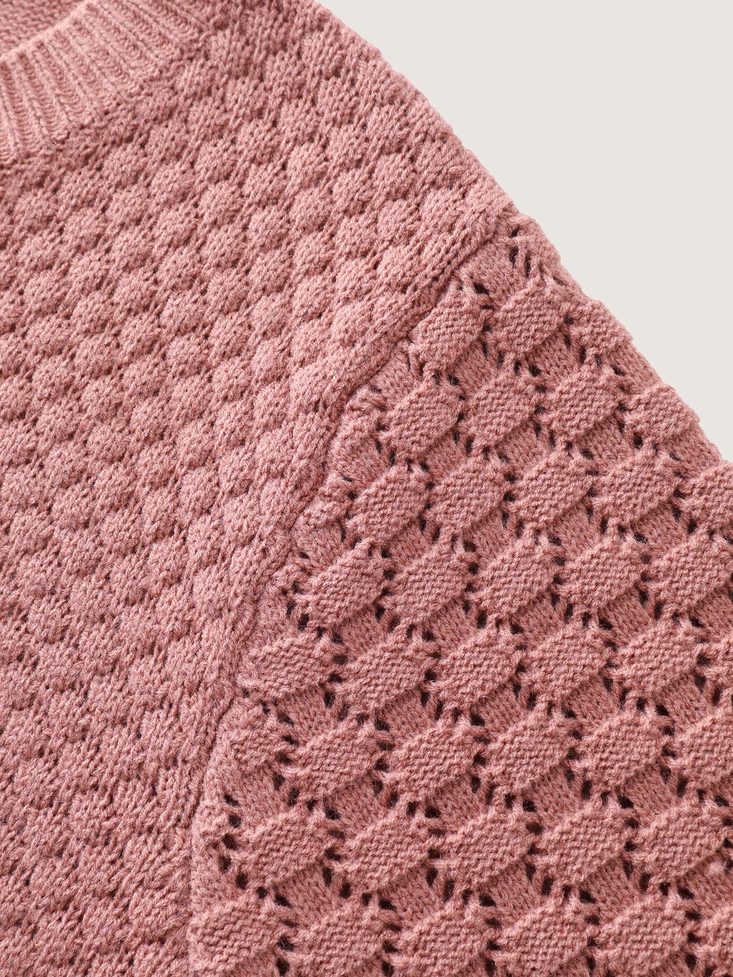 Textured Lantern Sleeve Ribbed-Hem Pullover - Image 6
