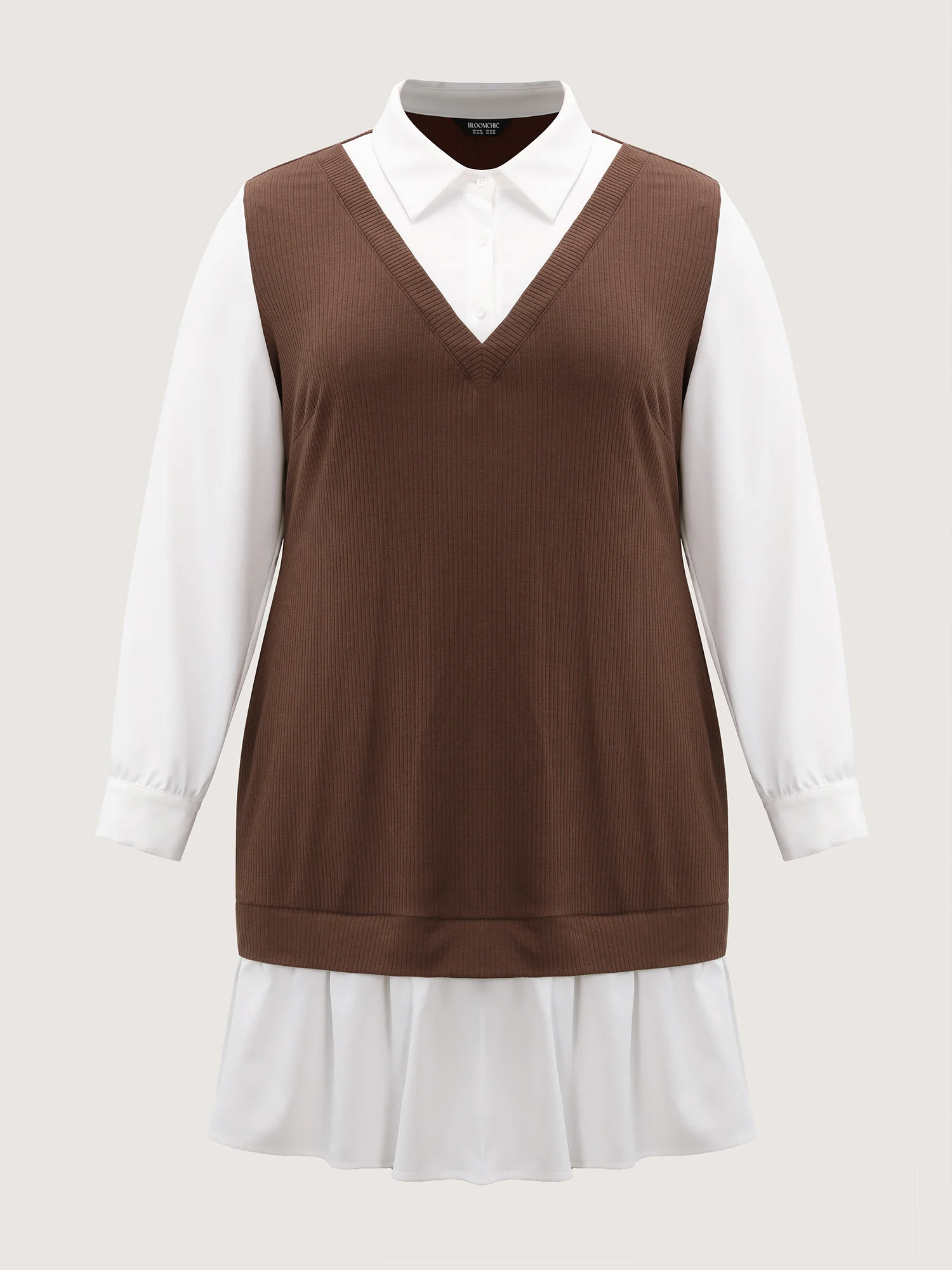 Textured Layered Contrast Patchwork Mini Dress - Image 7