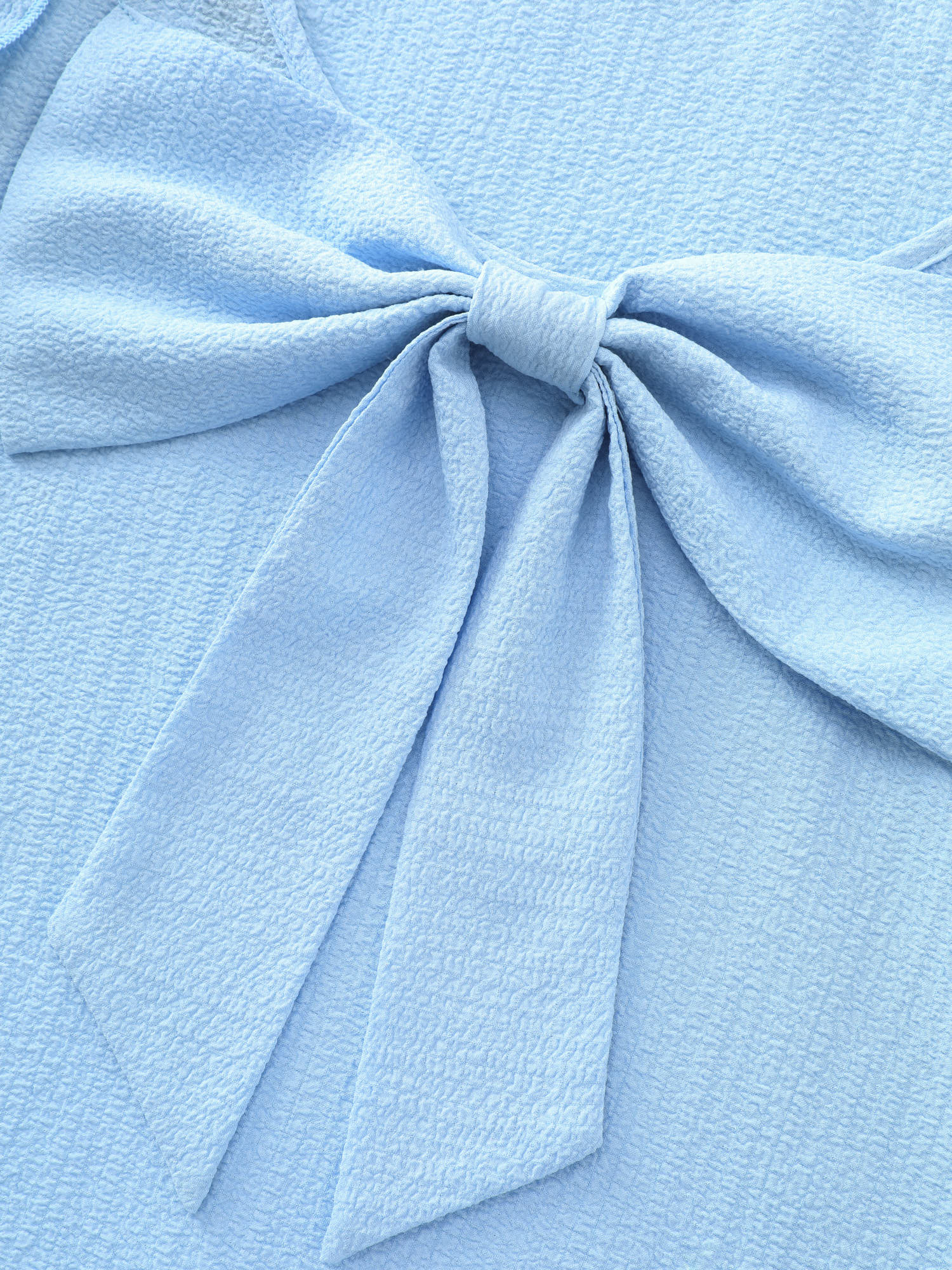 Textured Layered Flutter Sleeve Bowknot Blouse - Image 7