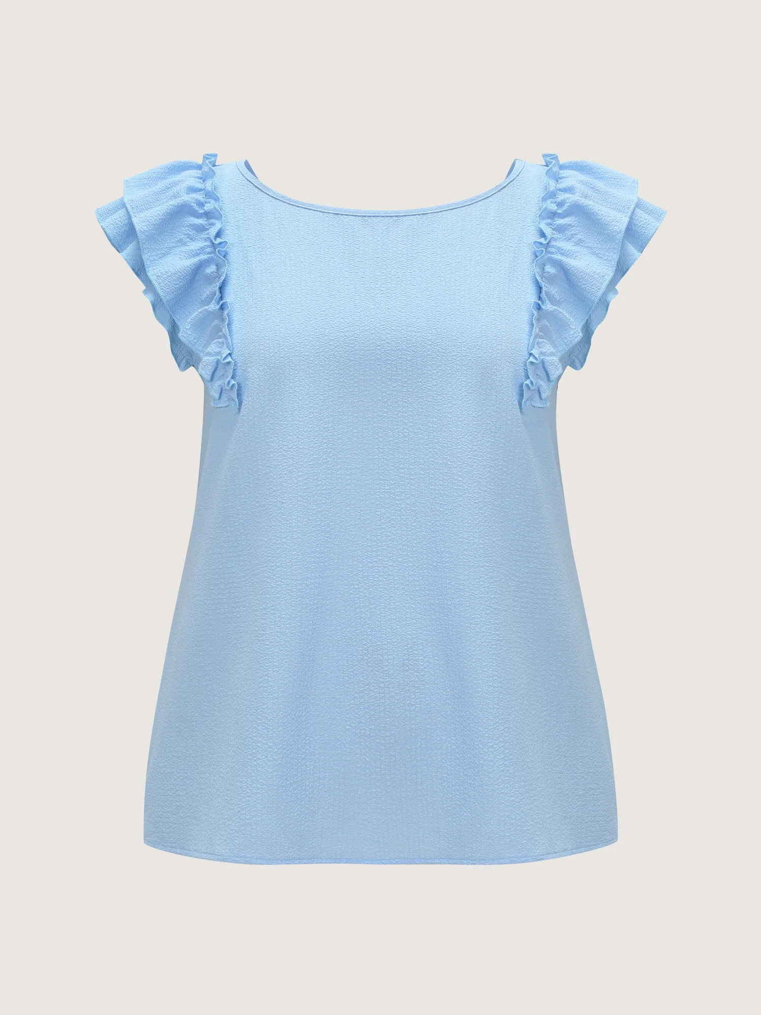 Textured Layered Flutter Sleeve Bowknot Blouse - Image 8