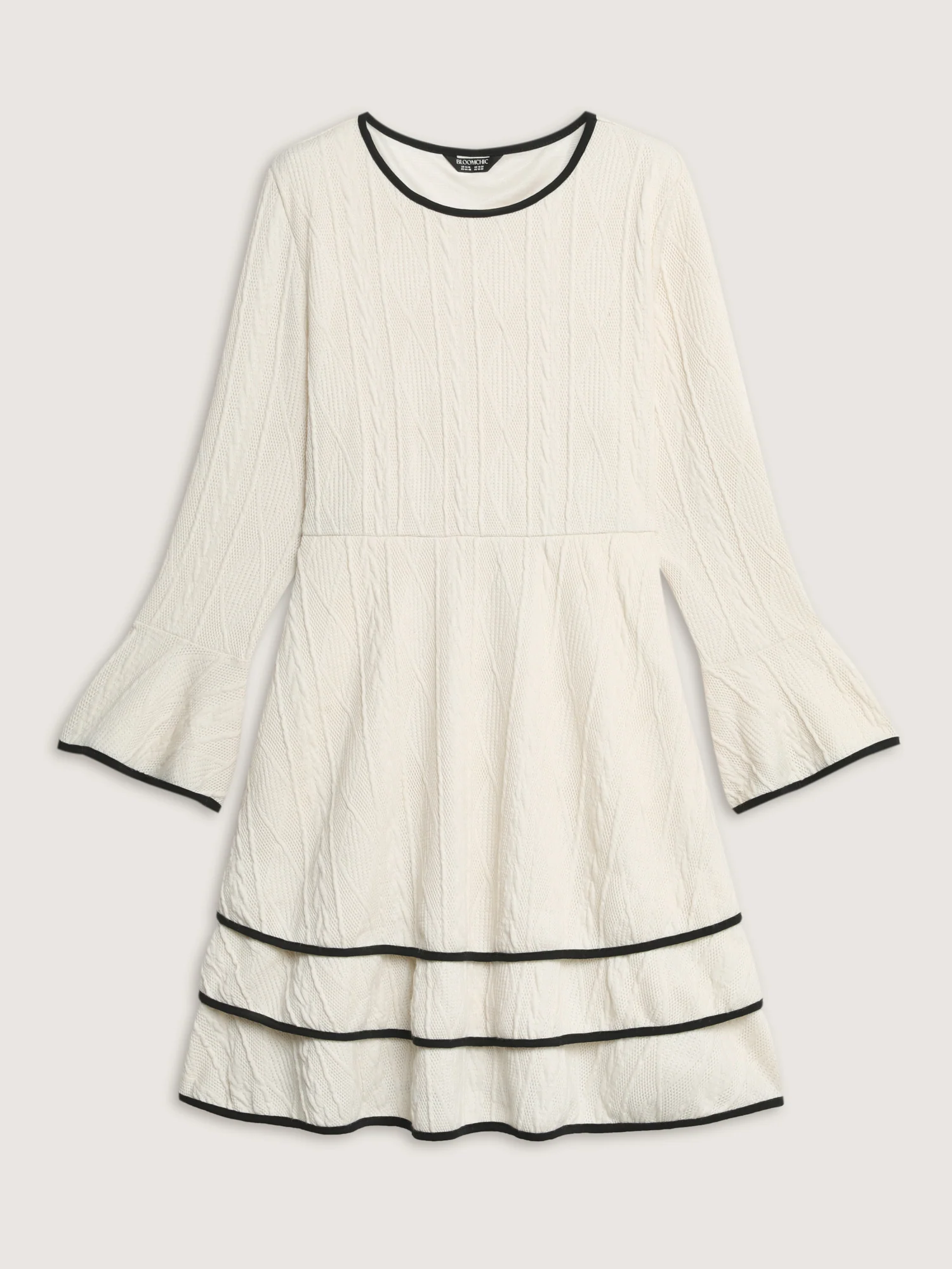 Textured Layered Hem Color Contrast Mini Dress - Image 7