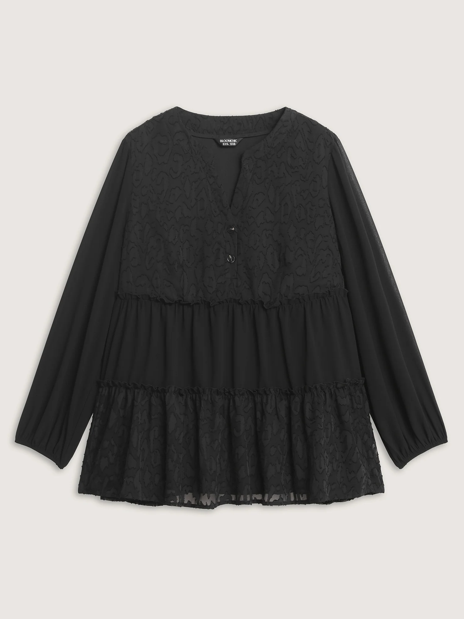 Textured Leopard Laser Cut Tiered Blouse - Image 7