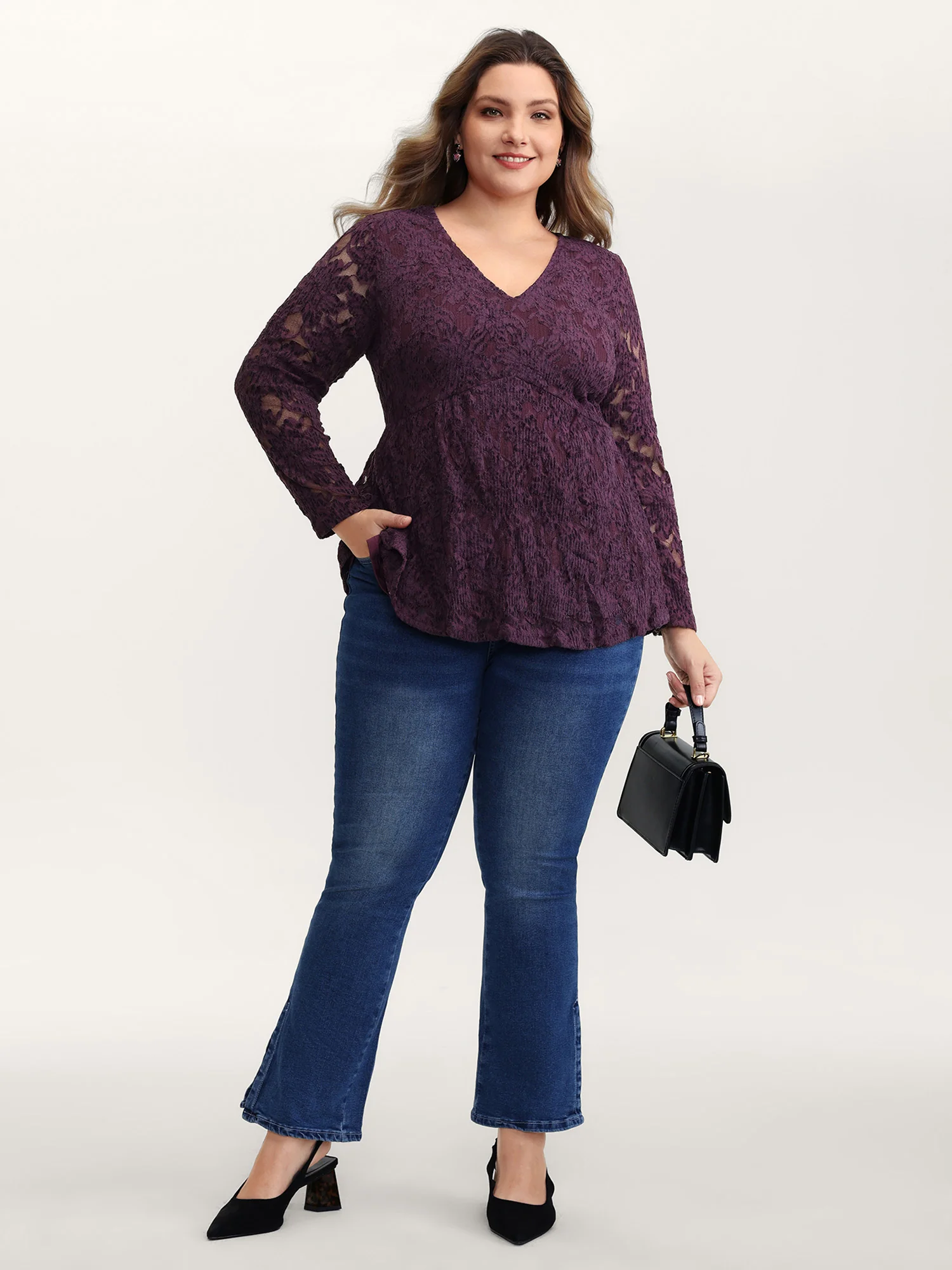 Textured Lined Fit and Flare Knit Top - Image 3