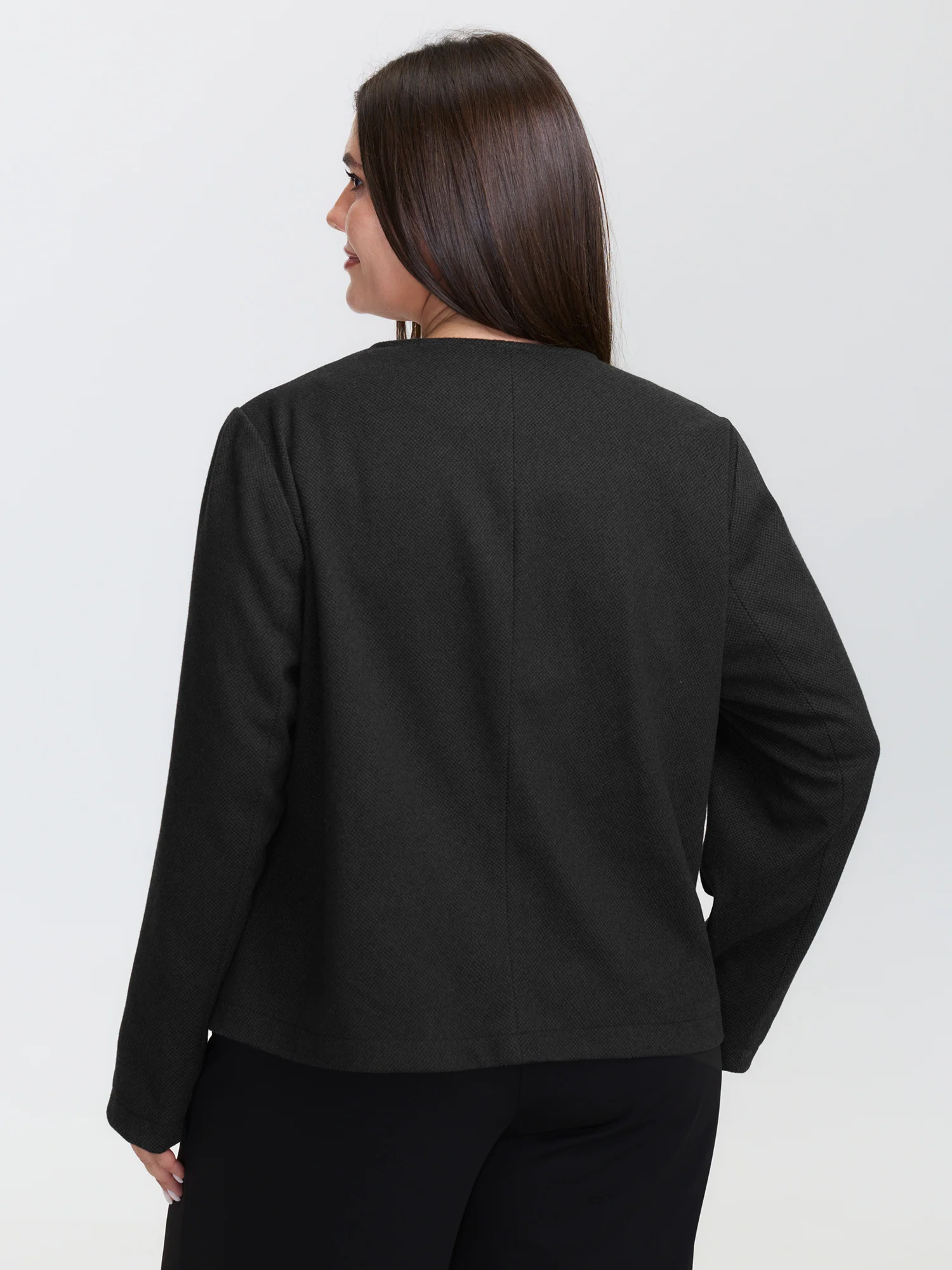 Textured Lined Zipper Pocket Blazer - Image 4