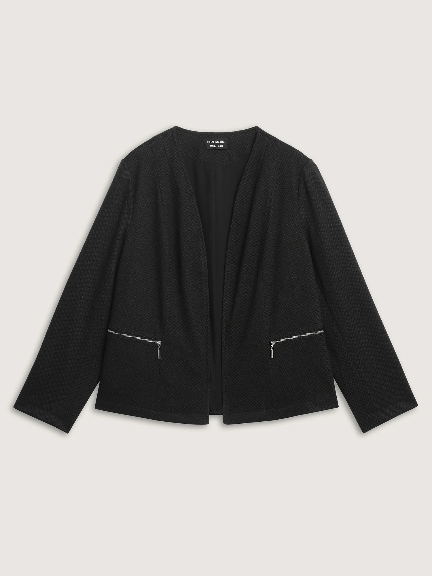Textured Lined Zipper Pocket Blazer - Image 7