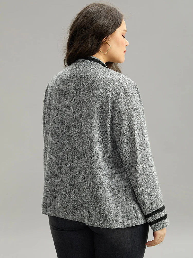 Textured Metal Detail Contrast Trim Coat - Image 2