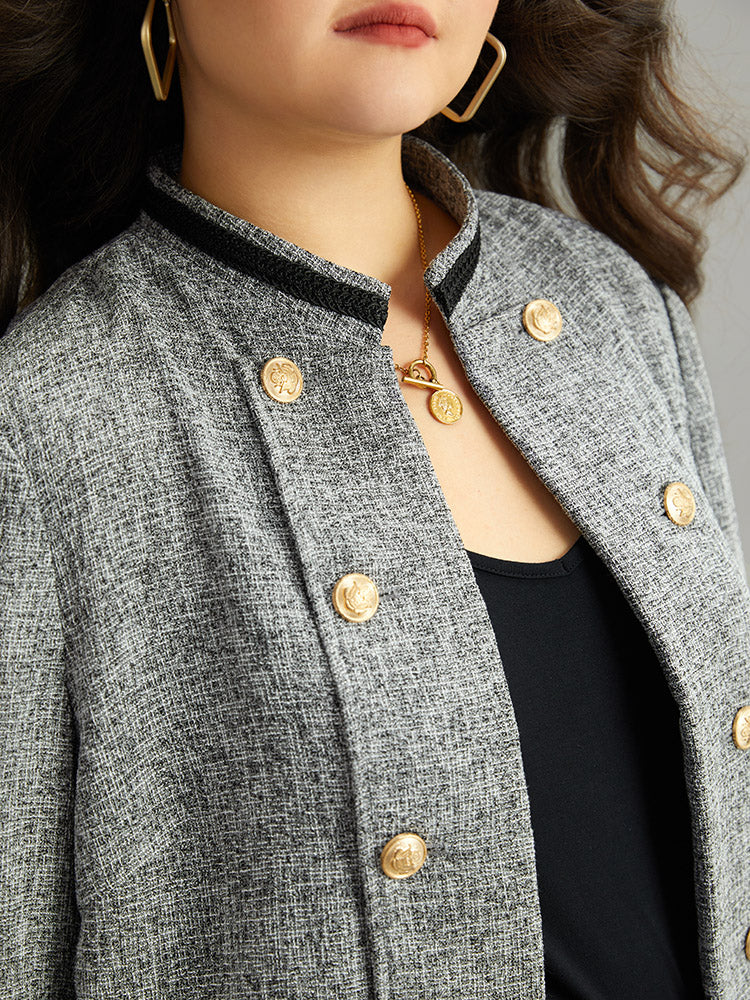 Textured Metal Detail Contrast Trim Coat - Image 6