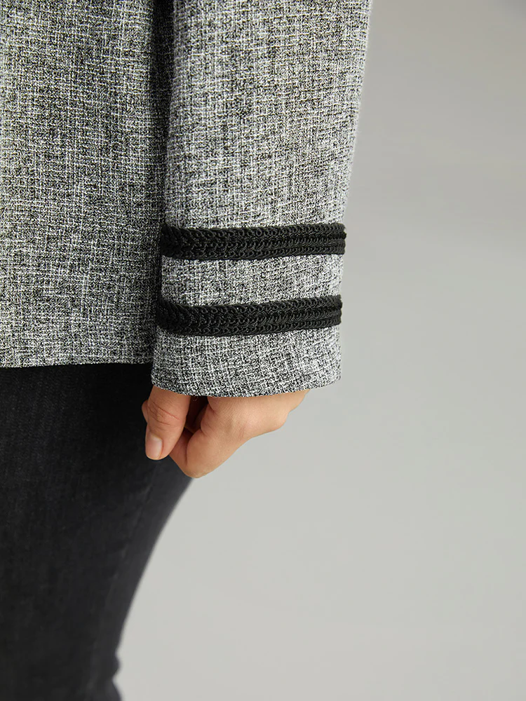 Textured Metal Detail Contrast Trim Coat - Image 8
