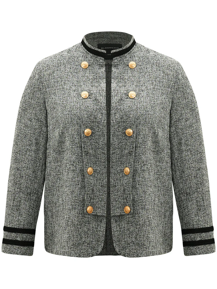 Textured Metal Detail Contrast Trim Coat - Image 9